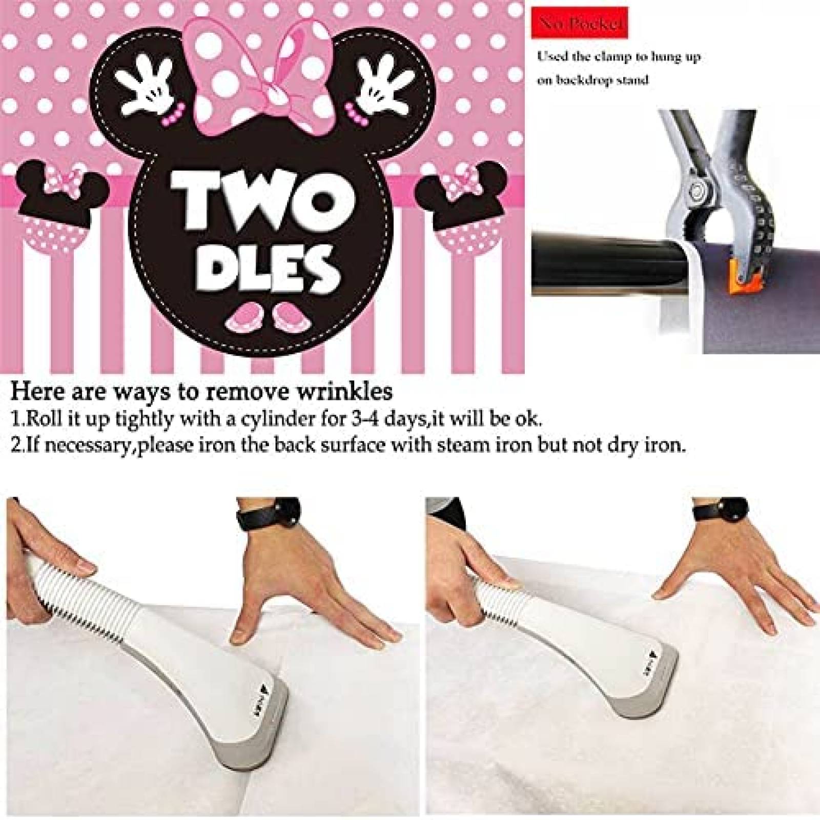 Fondo de Fotografia HEETON Minnie Mouse 5x7 Pies -Rosa