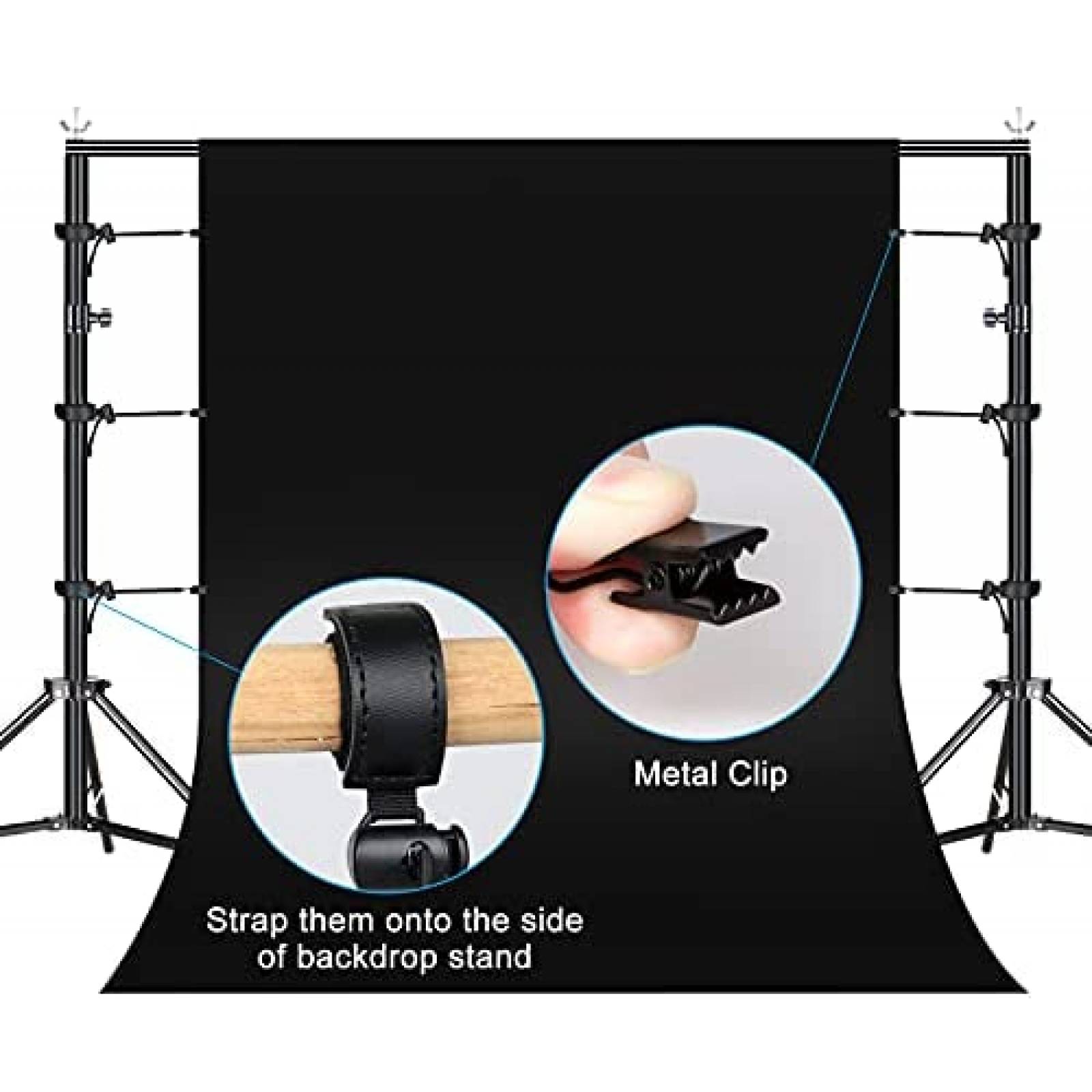Pack de clips para fondo fotografia HGHDBT x6 -Negro