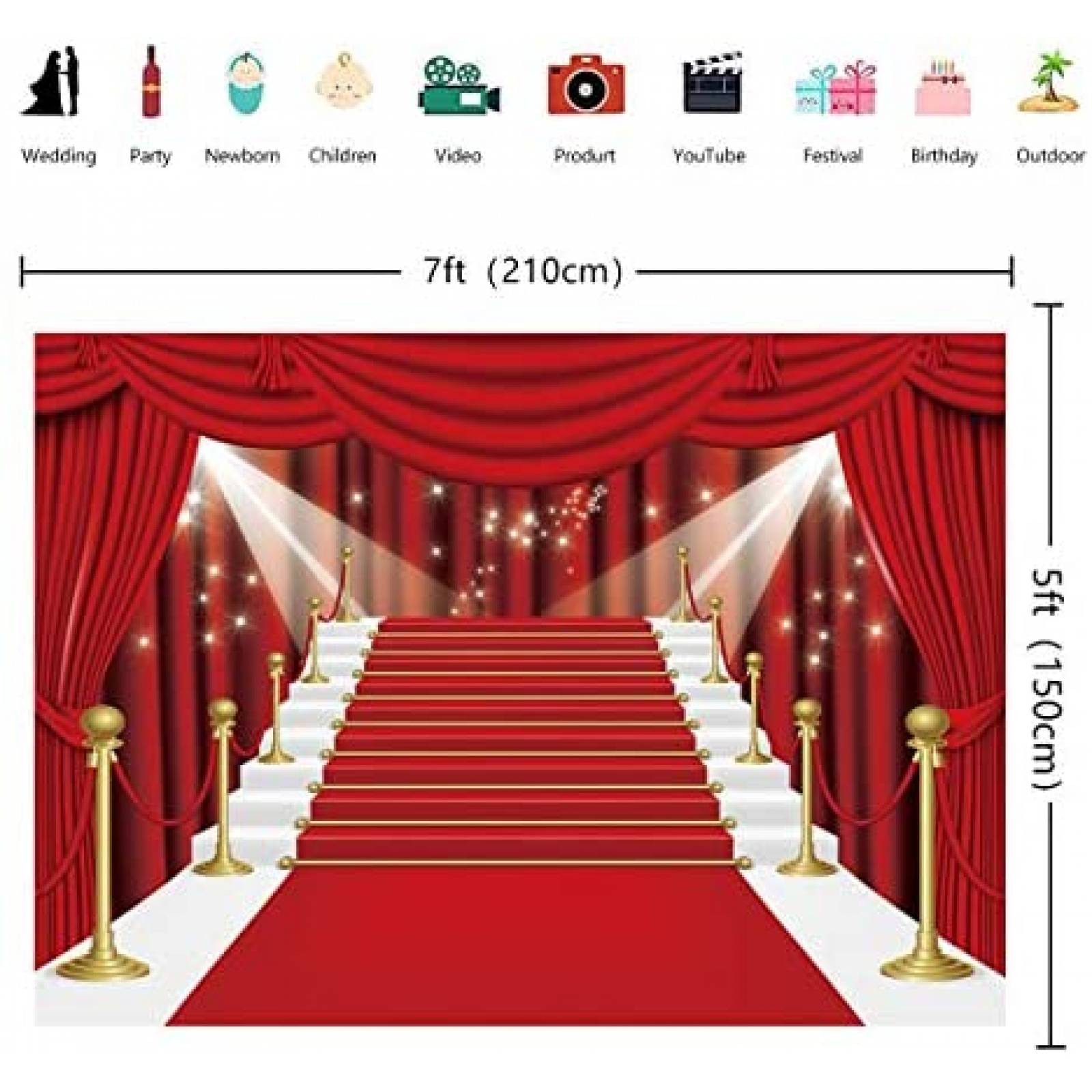 Fondo para fotografia INRUI de 7 x 5 pies de cortina -Rojo