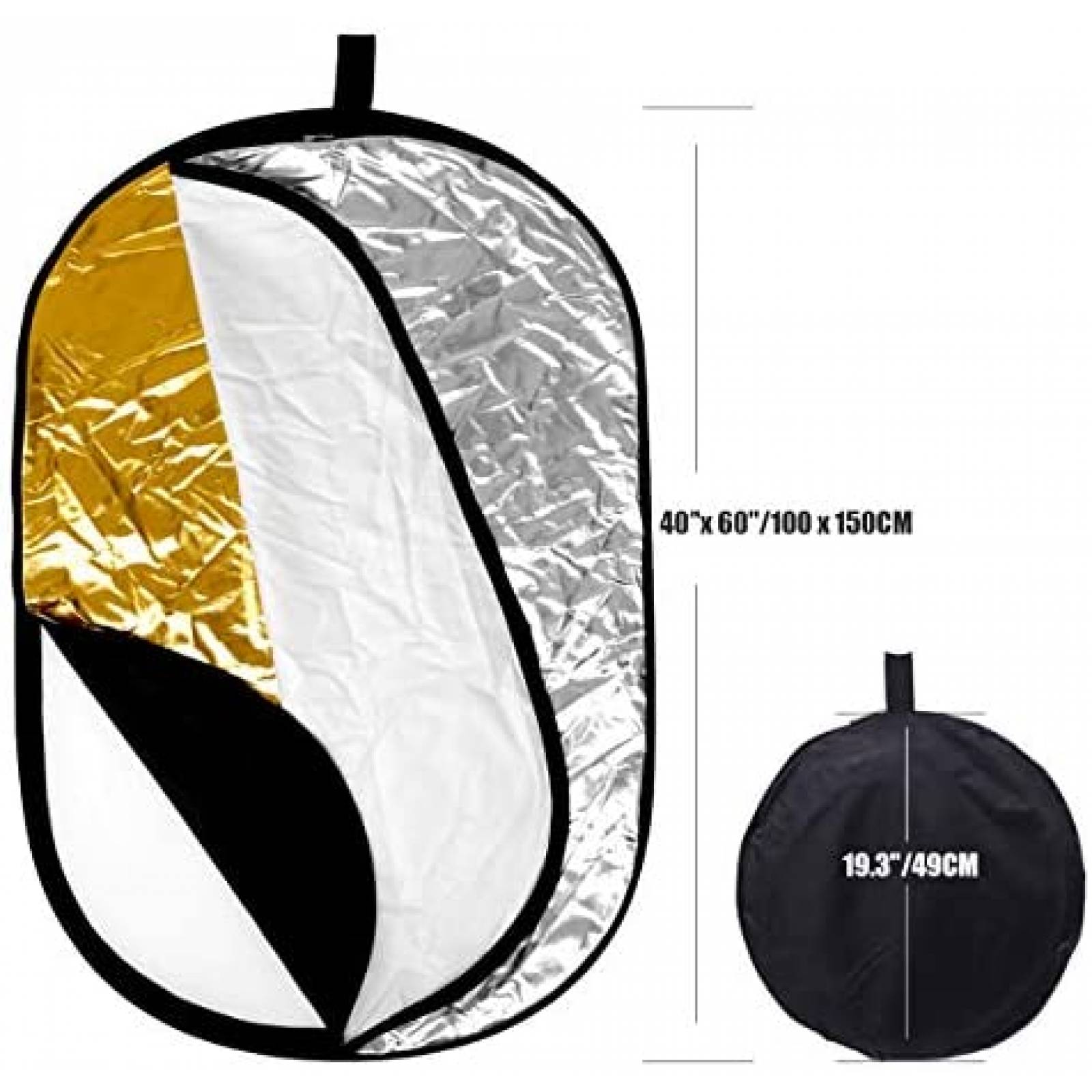 Reflector 5 en 1 Konseen de 40"x 60" para Fotografia -Negro
