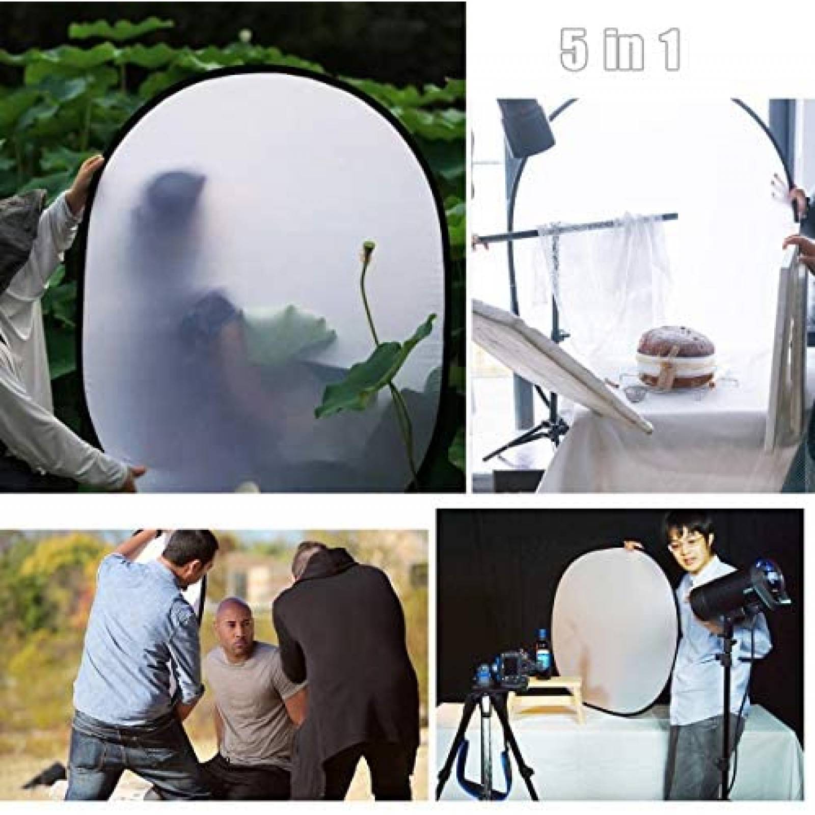 Reflector 5 en 1 Konseen de 40"x 60" para Fotografia -Negro
