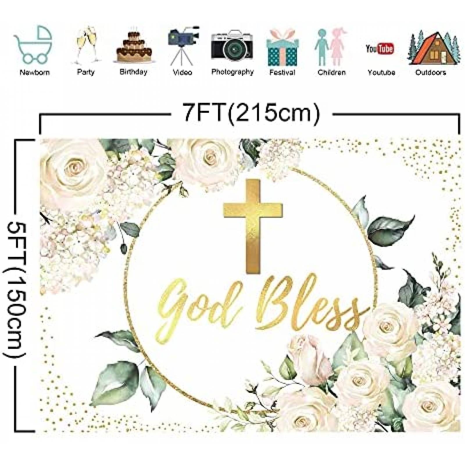 Fondo Fotografia LIVUCEE Primera Comunion Decoracion 7x5pies