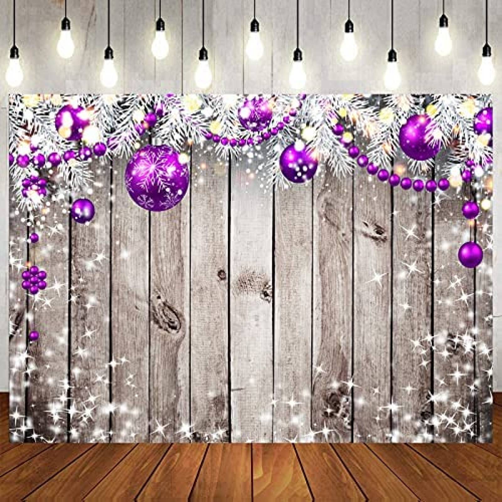 Fondo Fotografia LTLYH Navidad Decoacion Madera -Morado