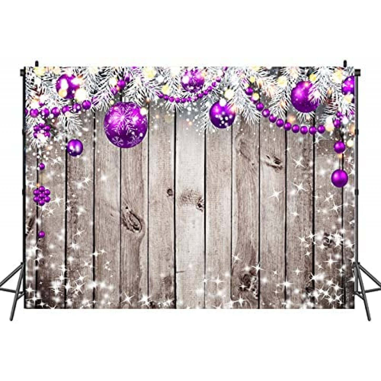 Fondo Fotografia LTLYH Navidad Decoacion Madera -Morado