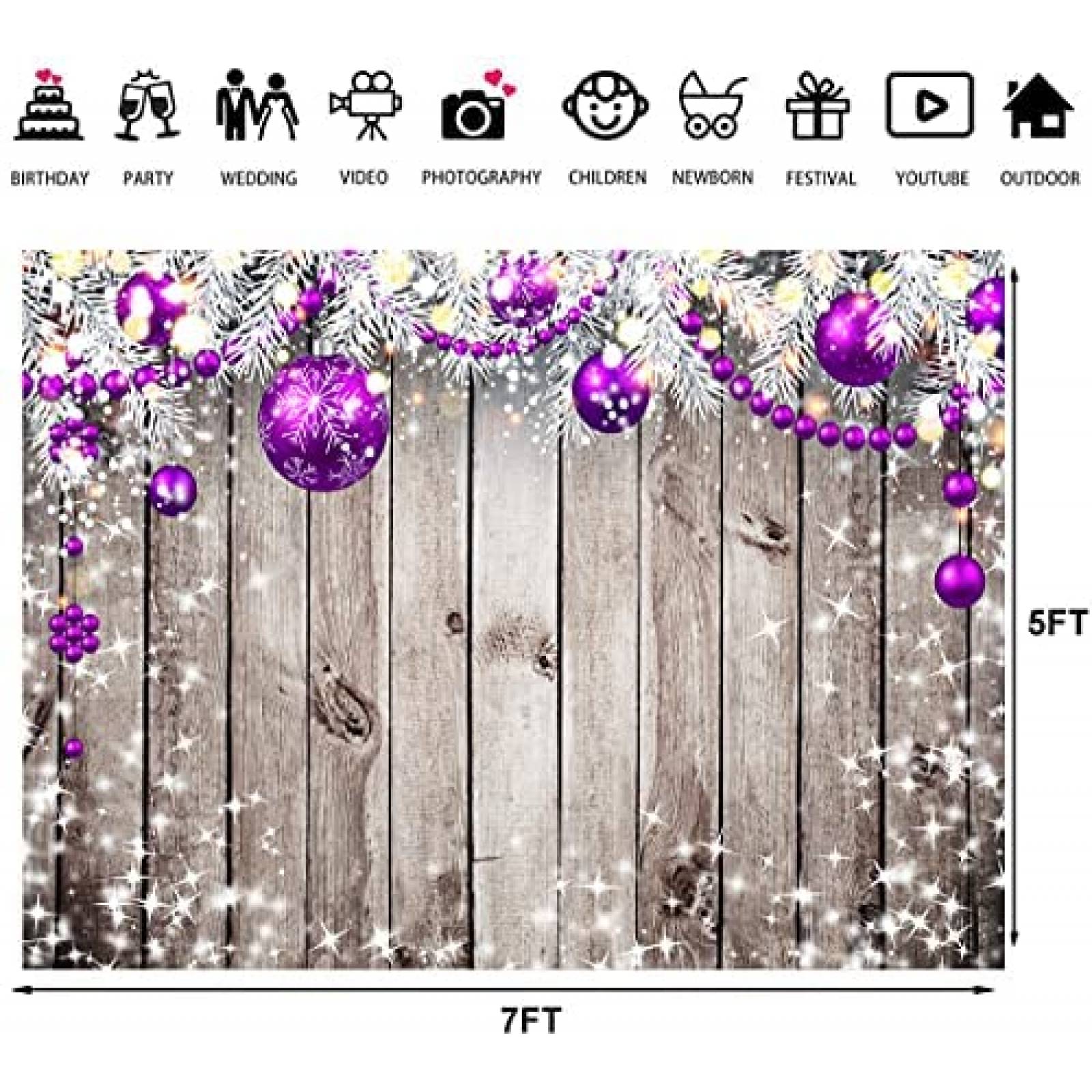 Fondo Fotografia LTLYH Navidad Decoacion Madera -Morado