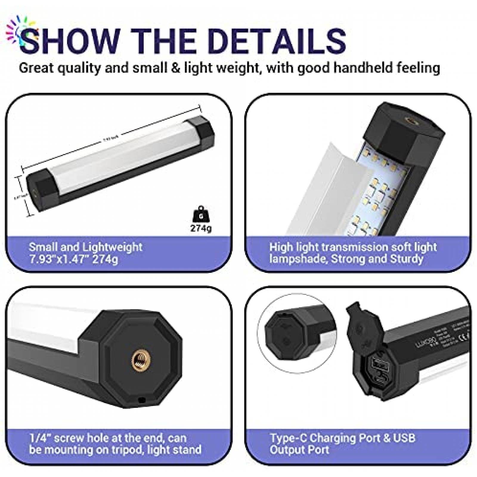 Barra de Luz LUXCEO RGB/LED Portatil para Fotografia