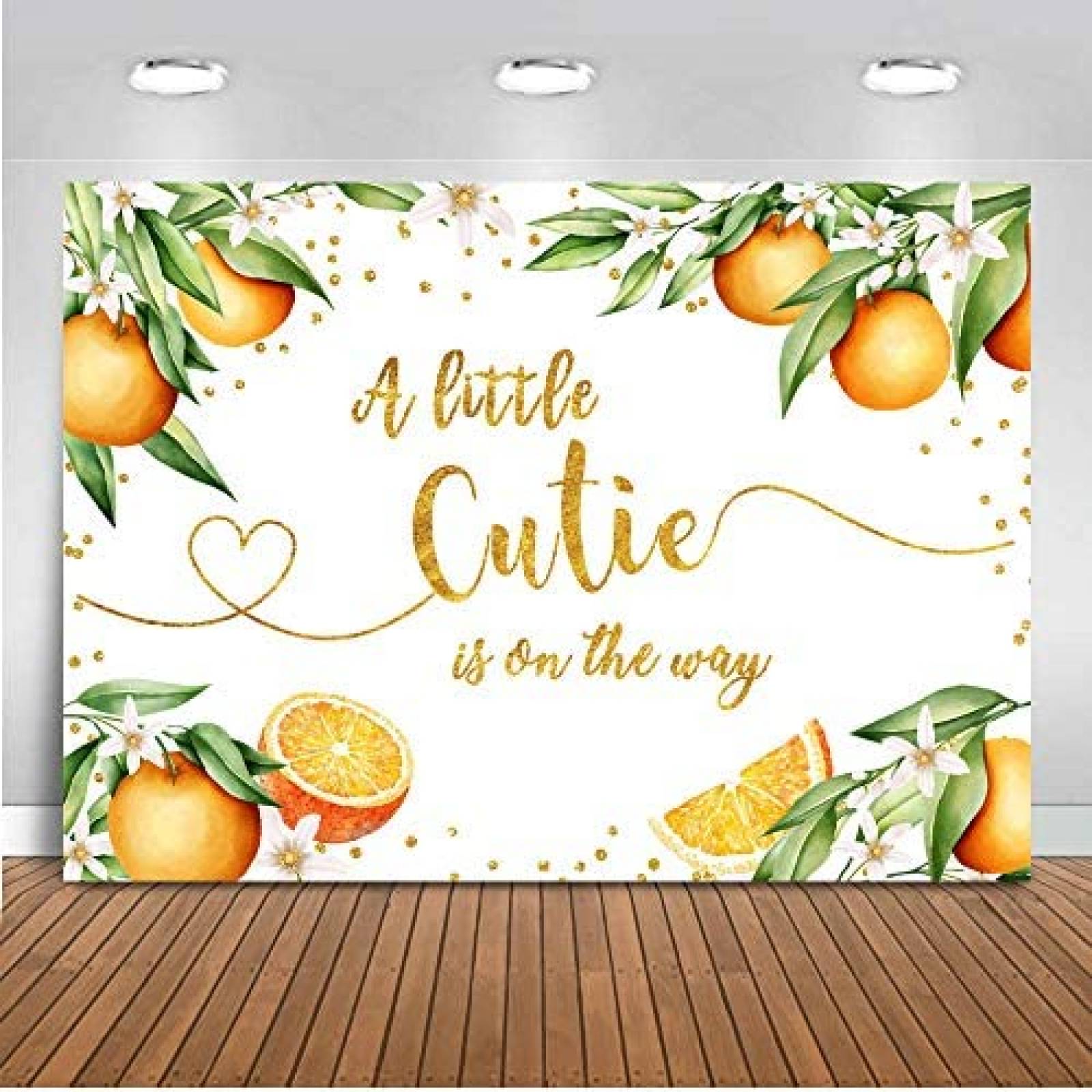 Fondo de Fotografia Mocsicka 7x5 Pies Baby Shower -Naranja