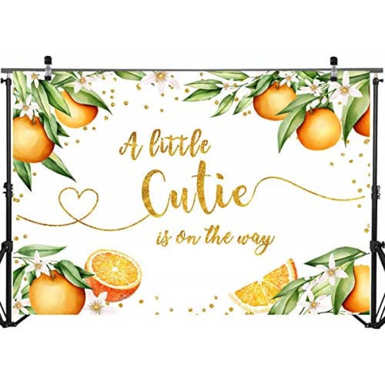 Fondo de Fotografia Mocsicka 7x5 Pies Baby Shower -Naranja