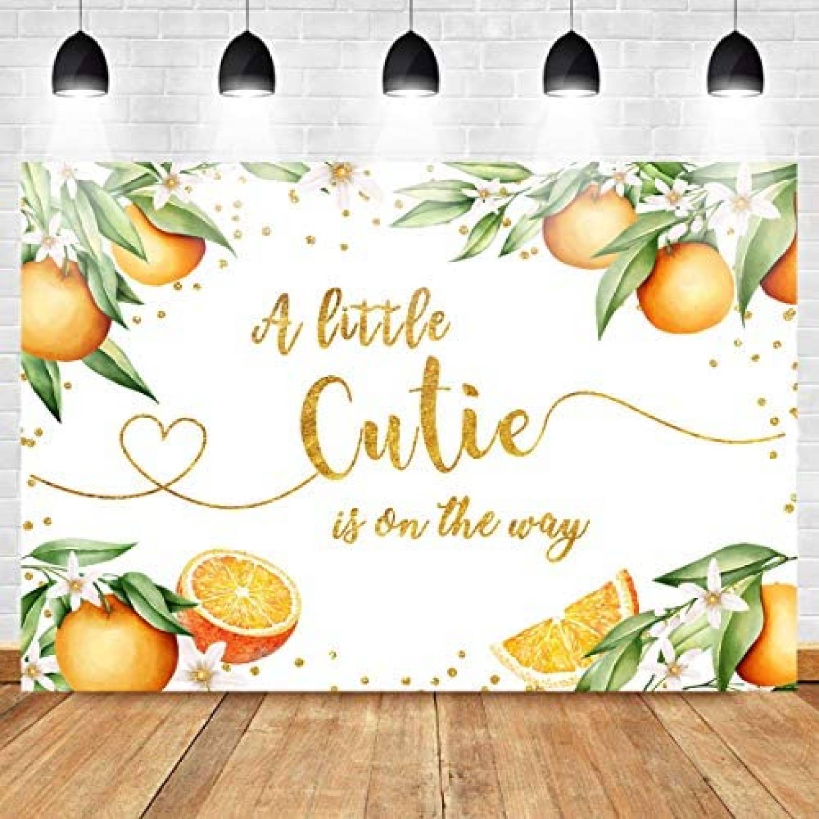 Fondo de Fotografia Mocsicka 7x5 Pies Baby Shower -Naranja