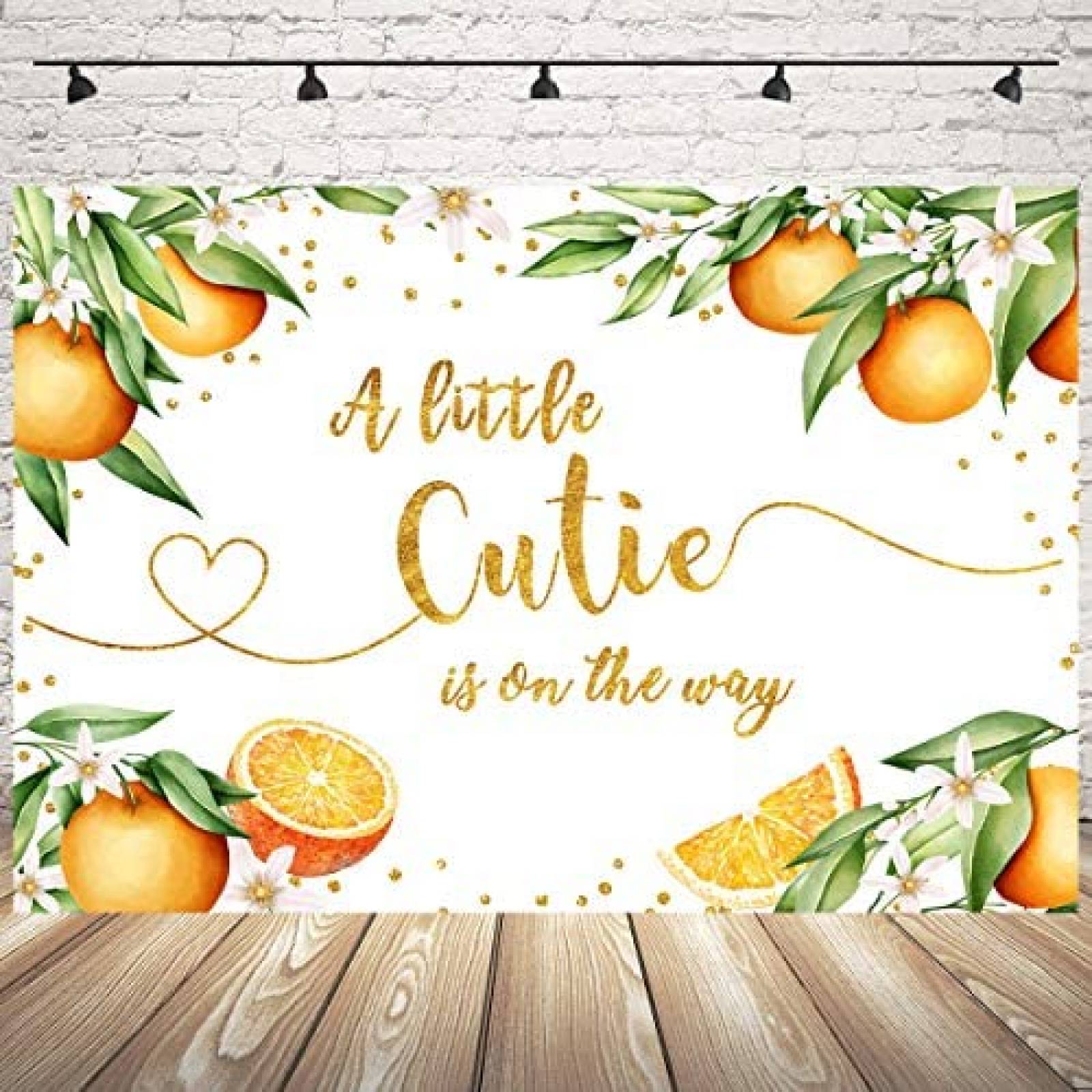 Fondo de Fotografia Mocsicka 7x5 Pies Baby Shower -Naranja