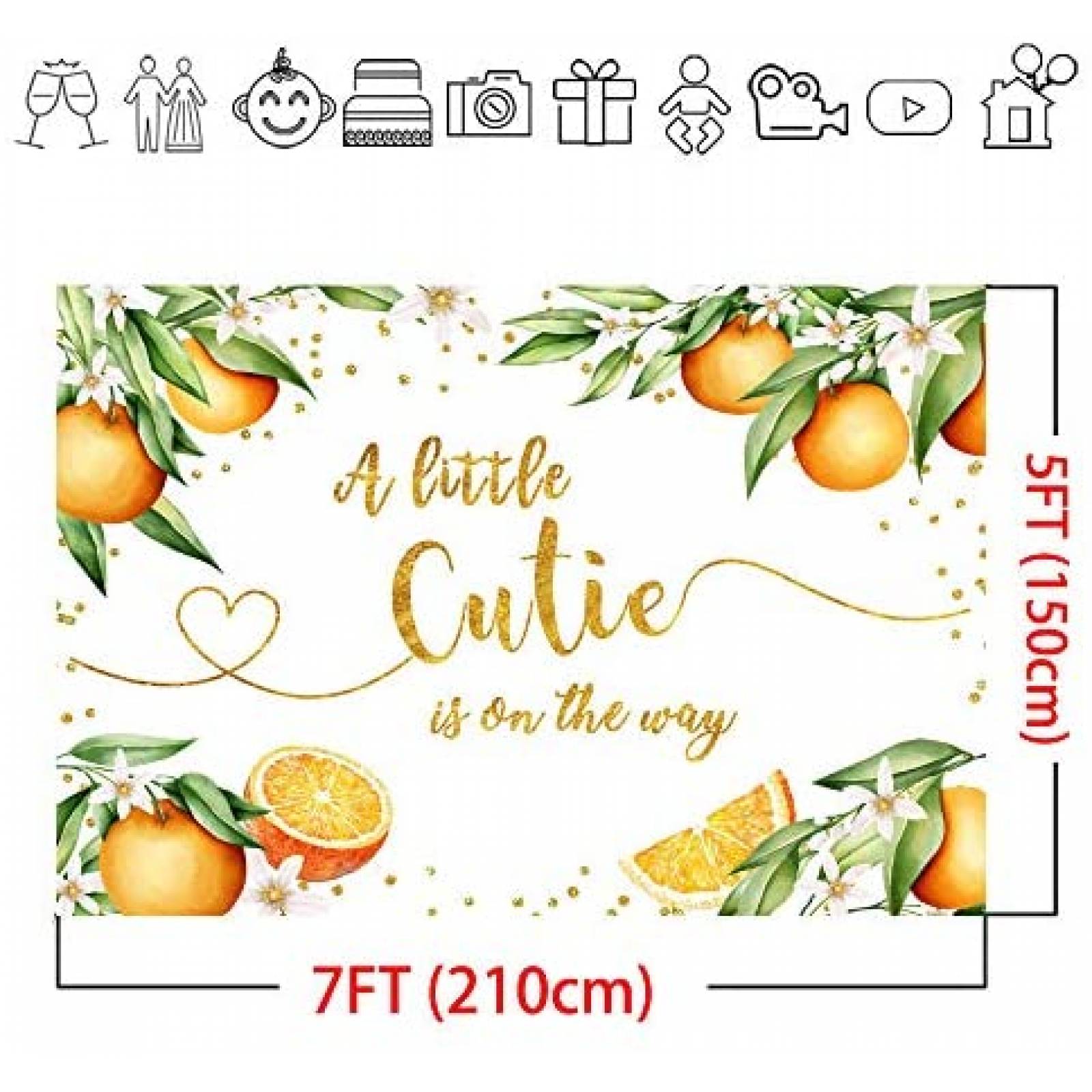 Fondo de Fotografia Mocsicka 7x5 Pies Baby Shower -Naranja