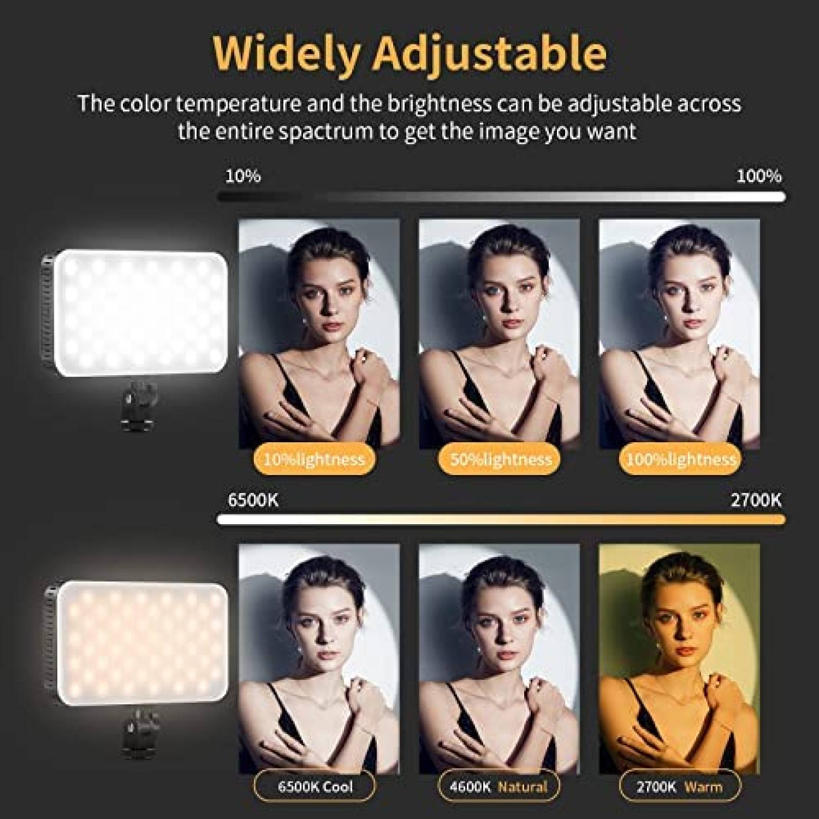 Luz LED ORDRO con Ajuste de Temperatura para Fotografia