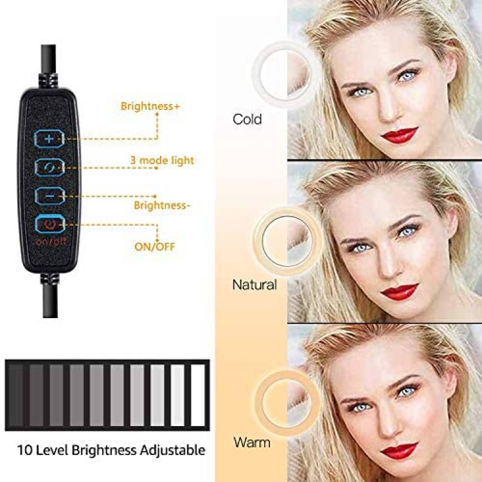 Aro de luz para computadora PeoTRIOL 360 con clip -Negro