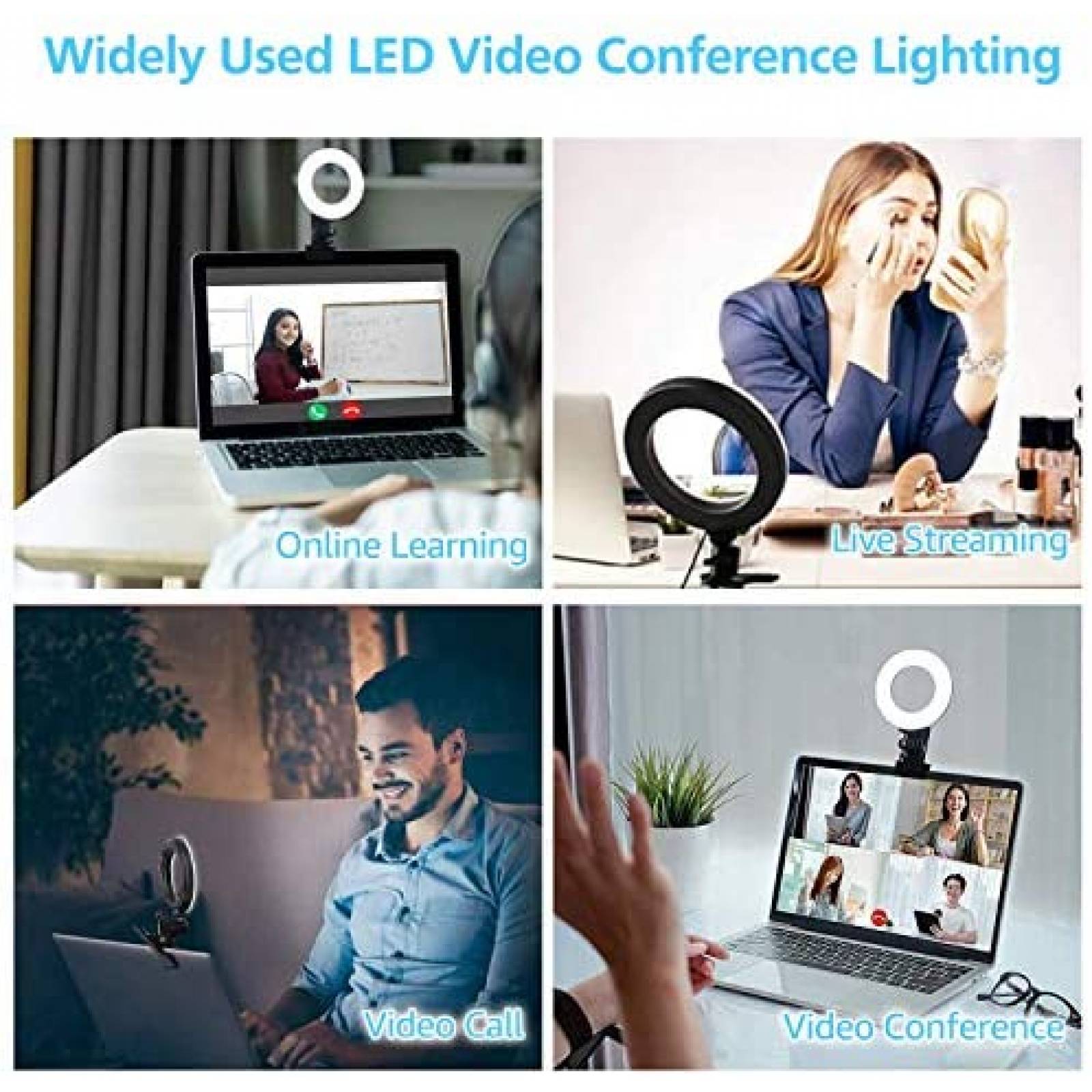 Aro de luz para computadora PeoTRIOL 360 con clip -Negro