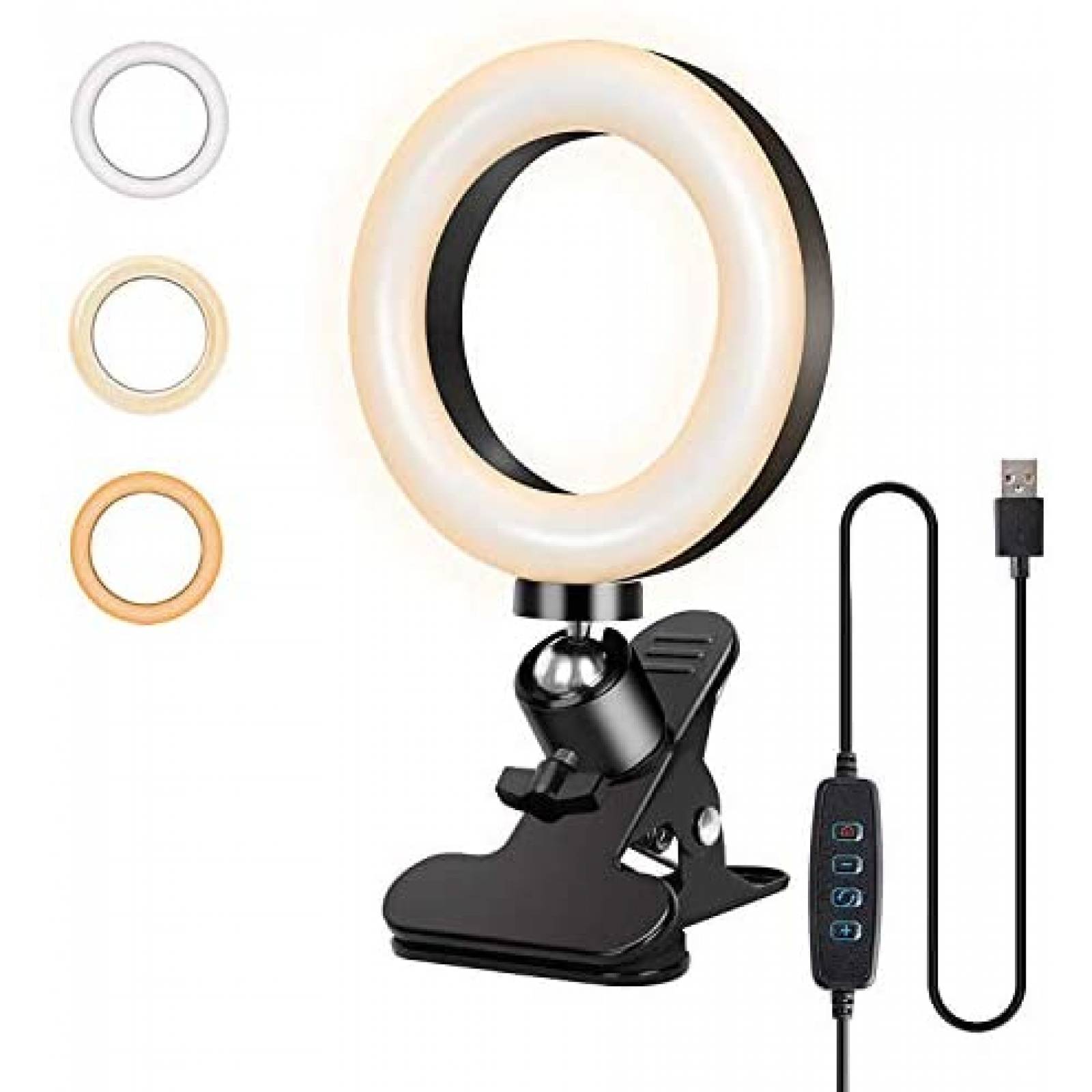 Aro de luz para computadora PeoTRIOL 360 con clip -Negro