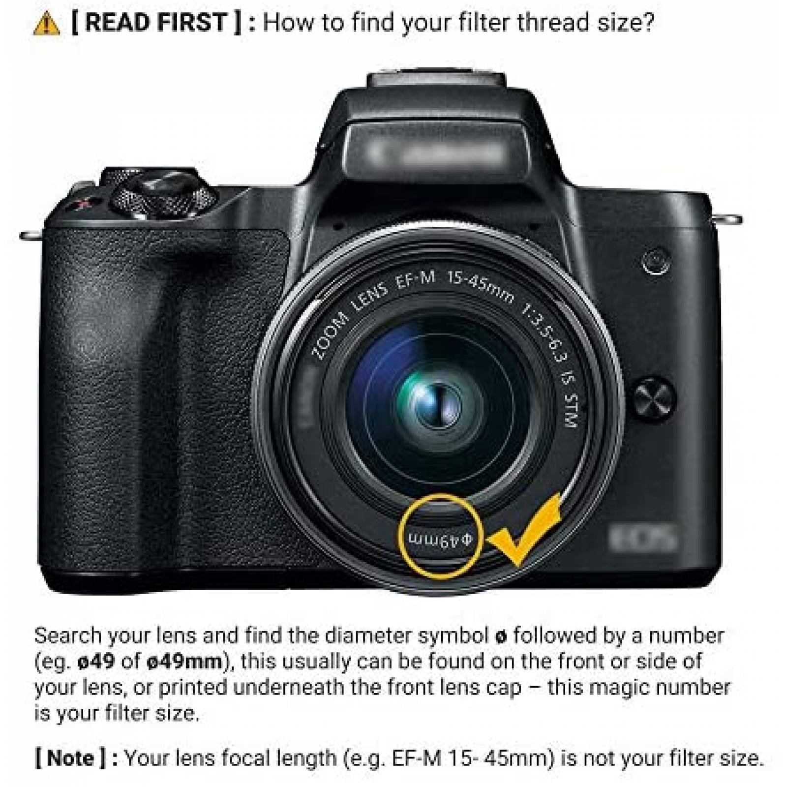 Filtro para canon EOS PROfezzion Variable ND 49MM -Negro