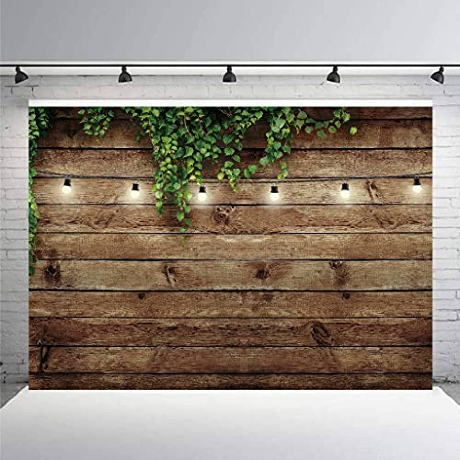 Telon de fondo Riyidecor de madera vintage de 4.9 x 24.9 ft