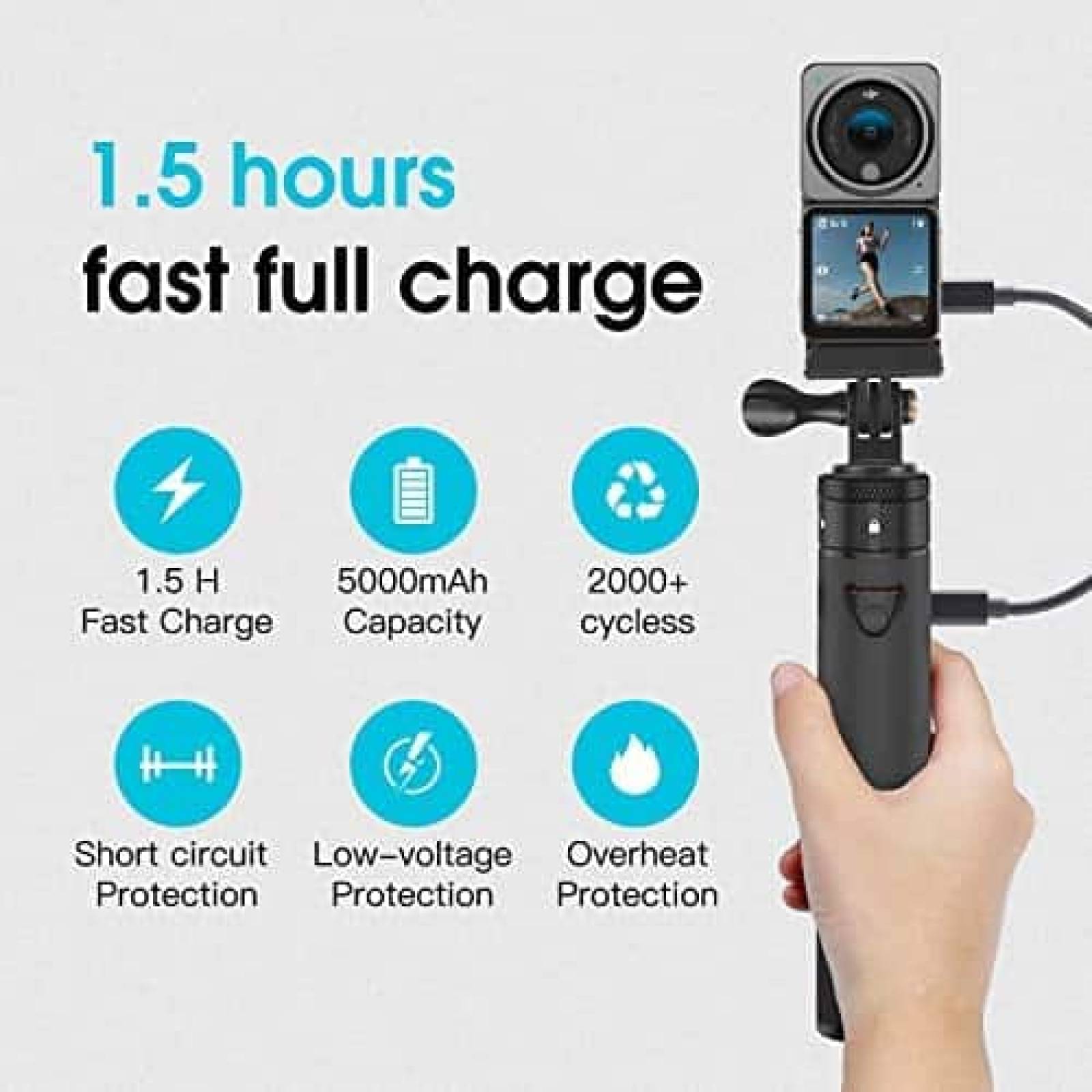 Soporte Cargador Smatree para DJI Osmo Act 2 5000mah -Negro