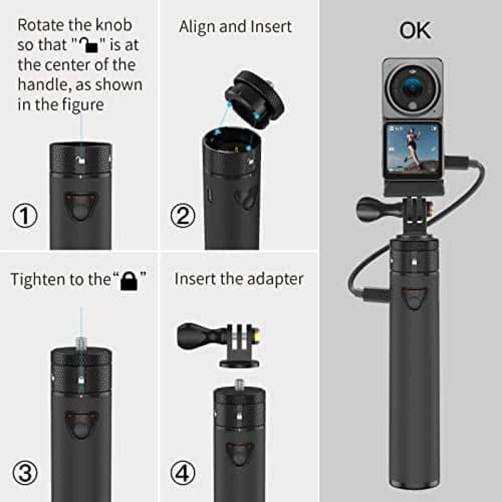 Soporte Cargador Smatree para DJI Osmo Act 2 5000mah -Negro