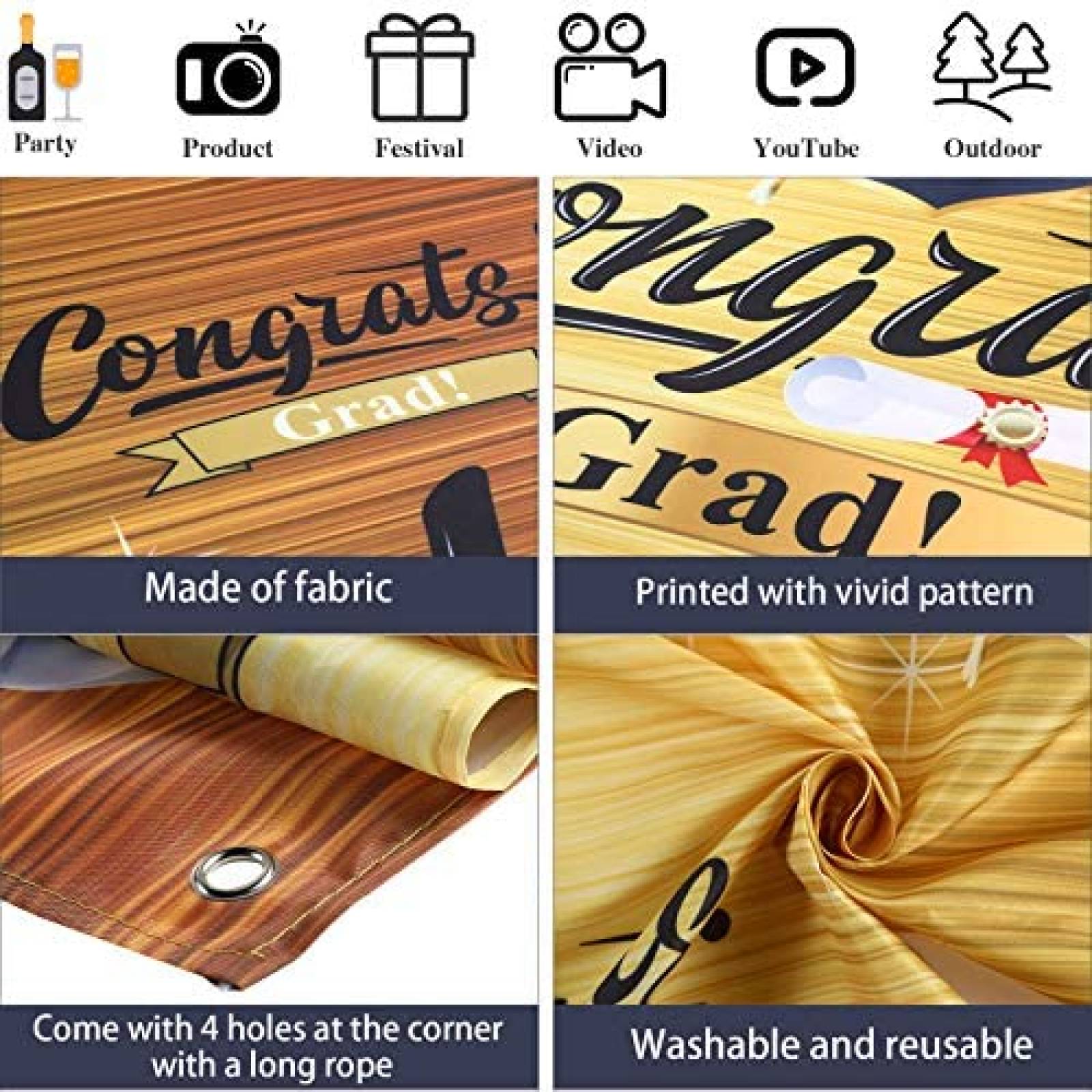 Telon de fondo Sumind de Felicitacion de Graduacion -Azul