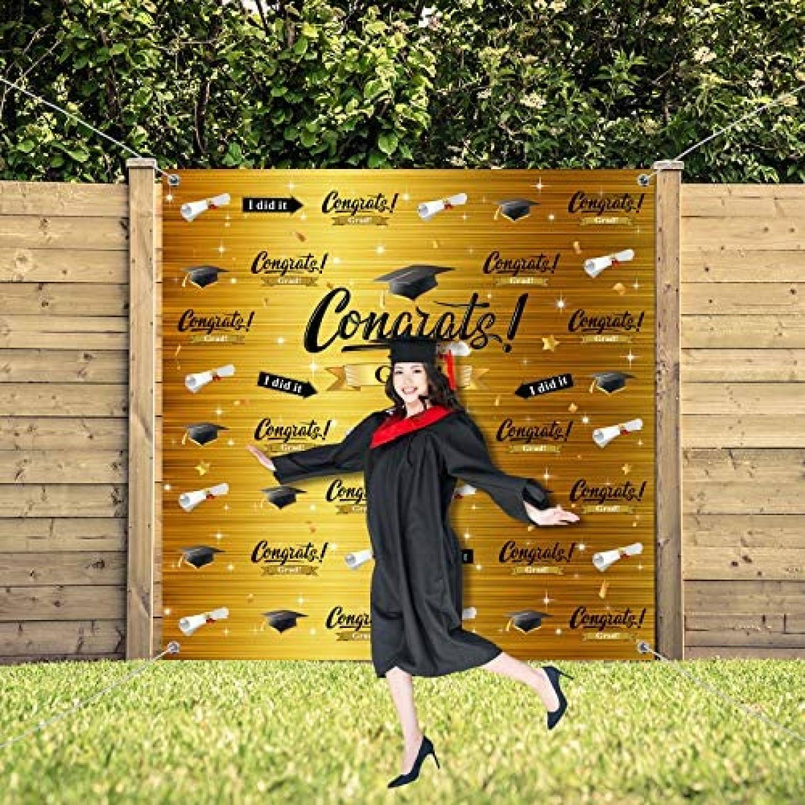 Telon de fondo Sumind de Felicitacion de Graduacion -Azul