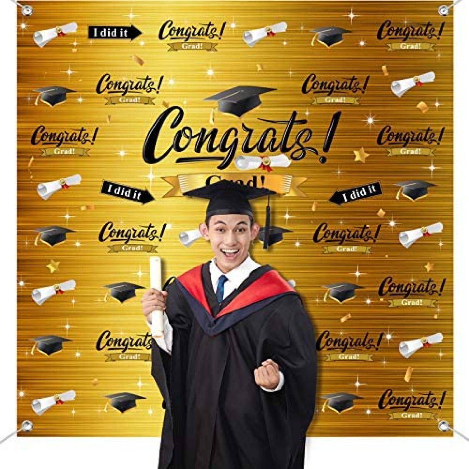 Telon de fondo Sumind de Felicitacion de Graduacion -Azul