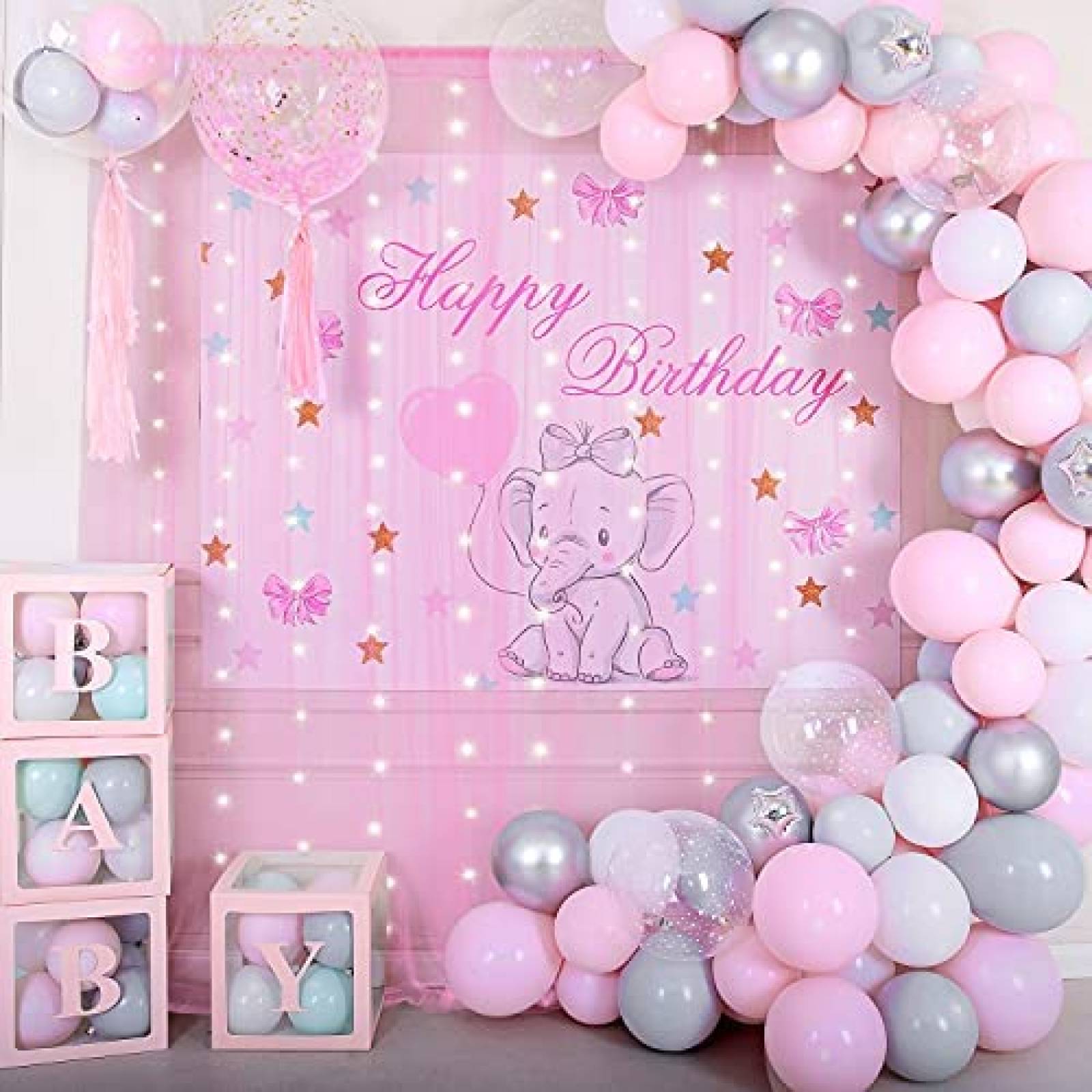 Cortinas de fondo Suppromo de 10 x 8 ft de cumpleaos -Rosa