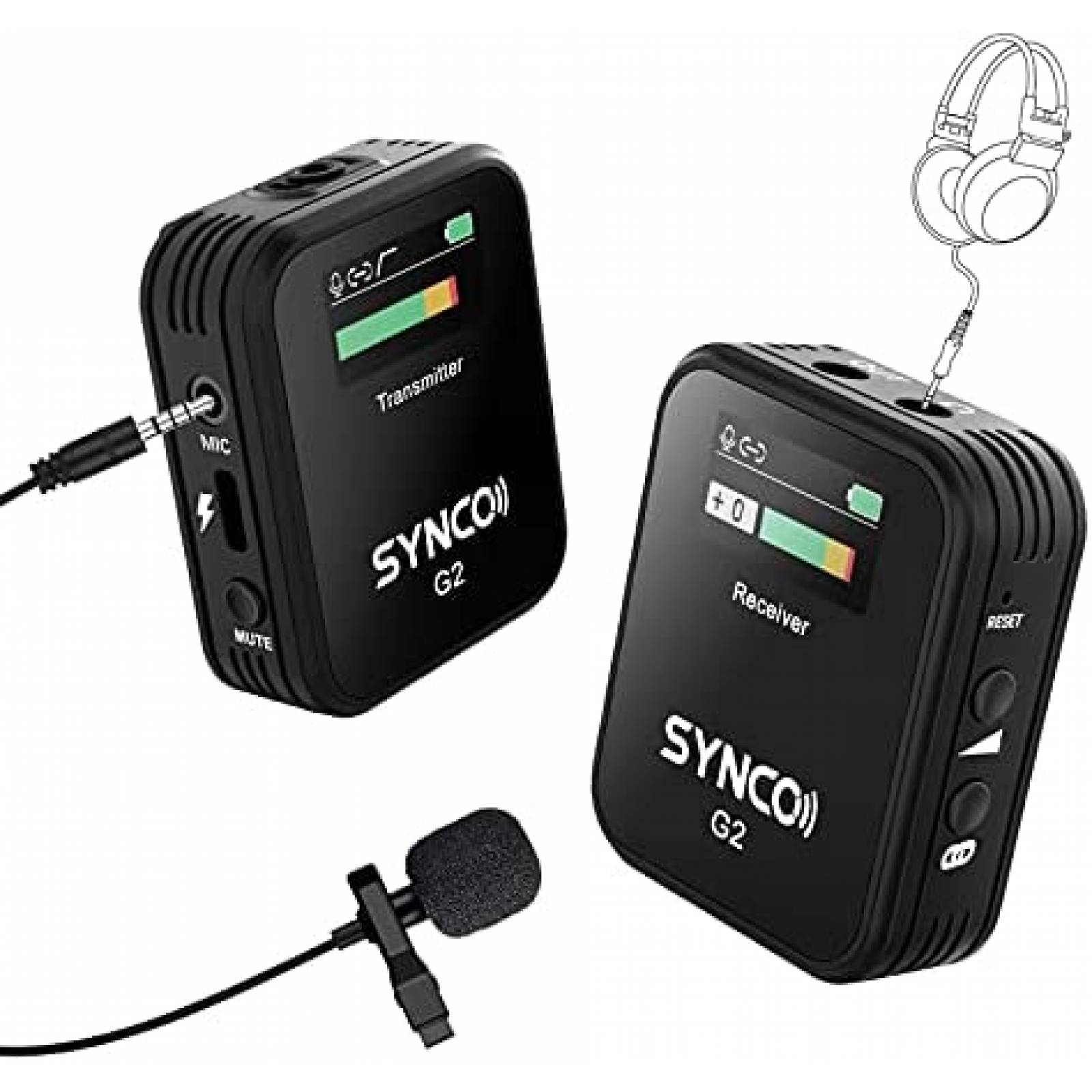Microfono de Solapa SYNCO G2 Inalambrico con Clip -Negro