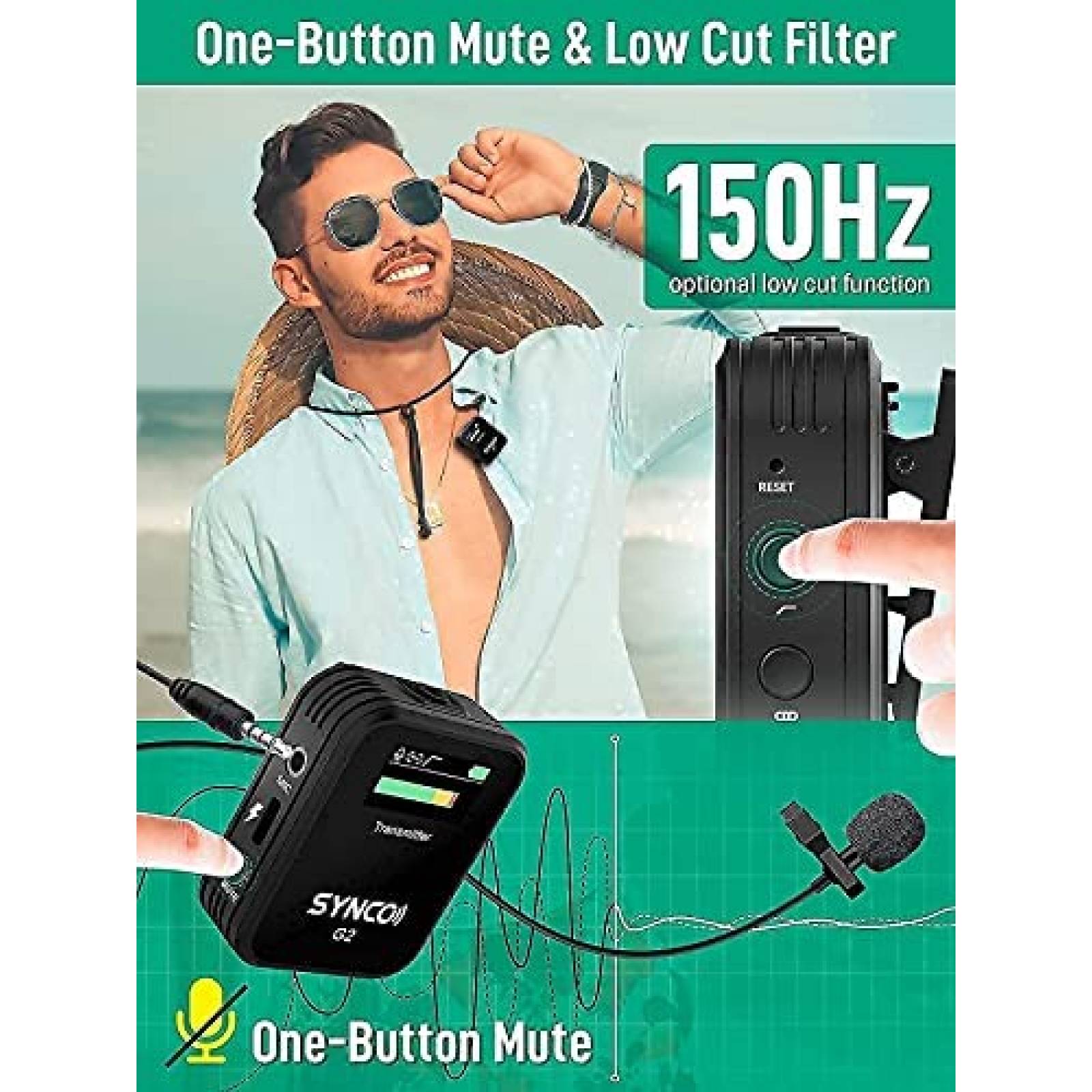Microfono de Solapa SYNCO G2 Inalambrico con Clip -Negro