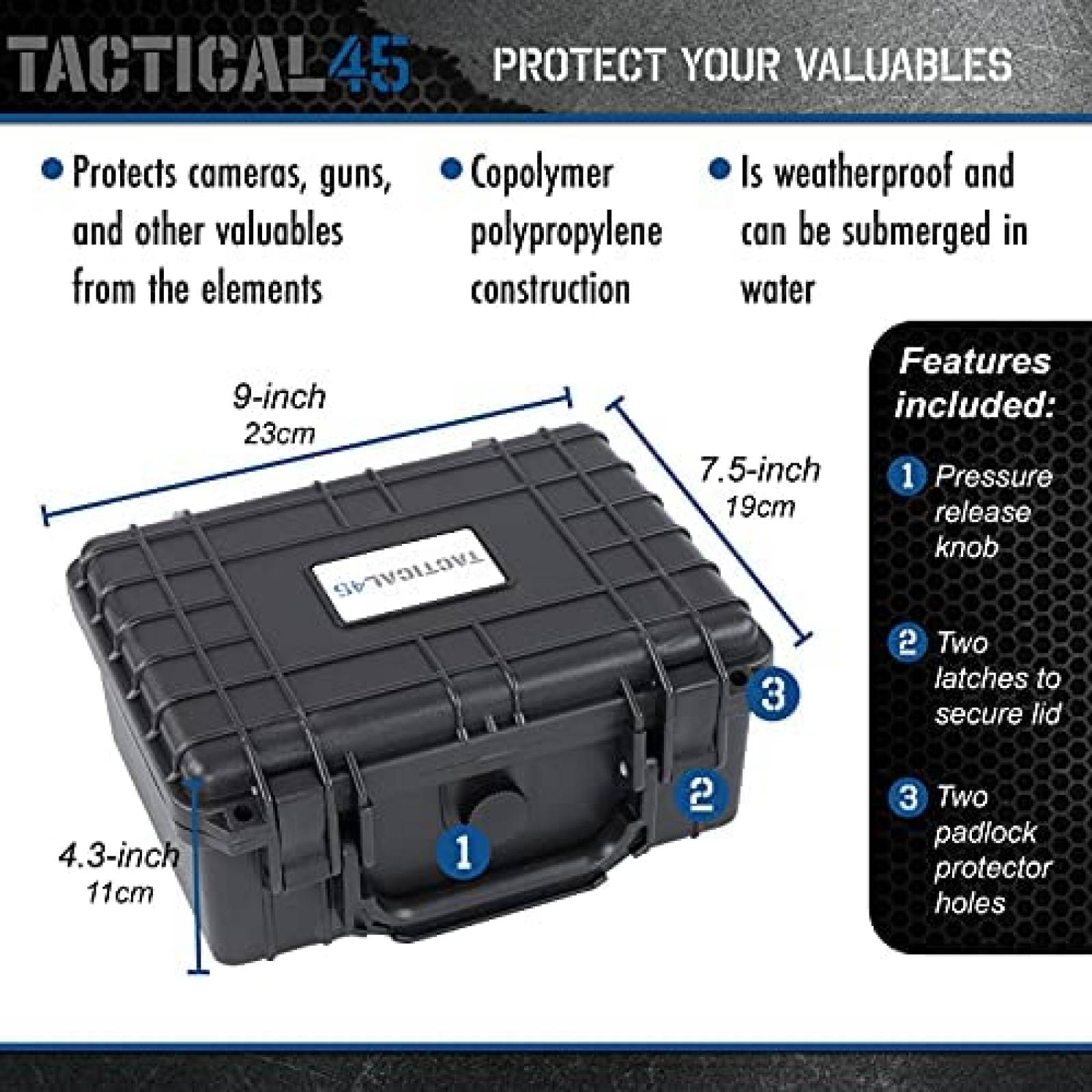 Estuche Rigido Tactical45 con Espuma para Camara -Negro