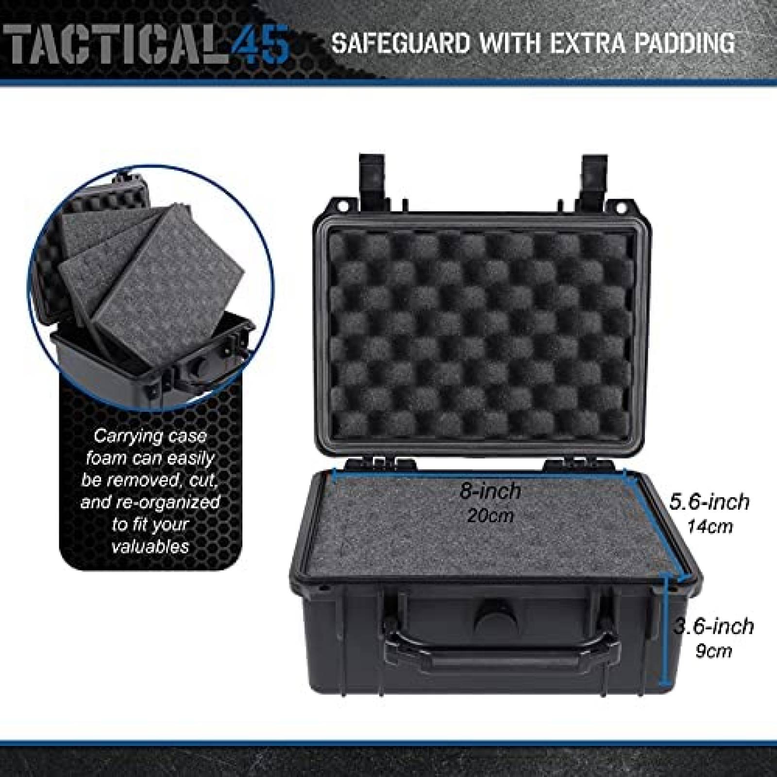 Estuche Rigido Tactical45 con Espuma para Camara -Negro