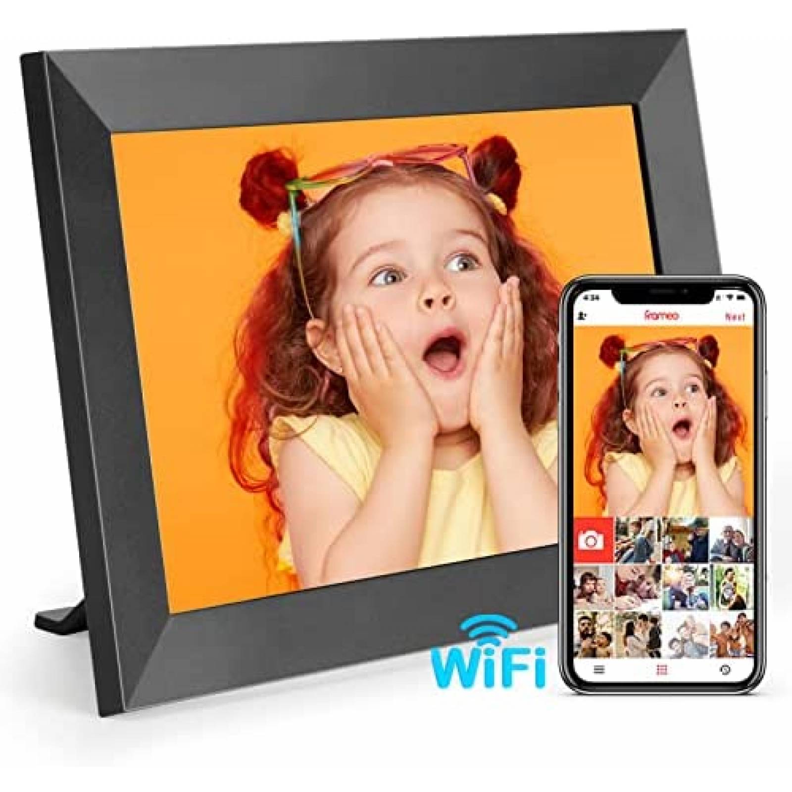 Marco de fotos digital TOPBLY de 10.1" 1080P de 16 GB -Negro