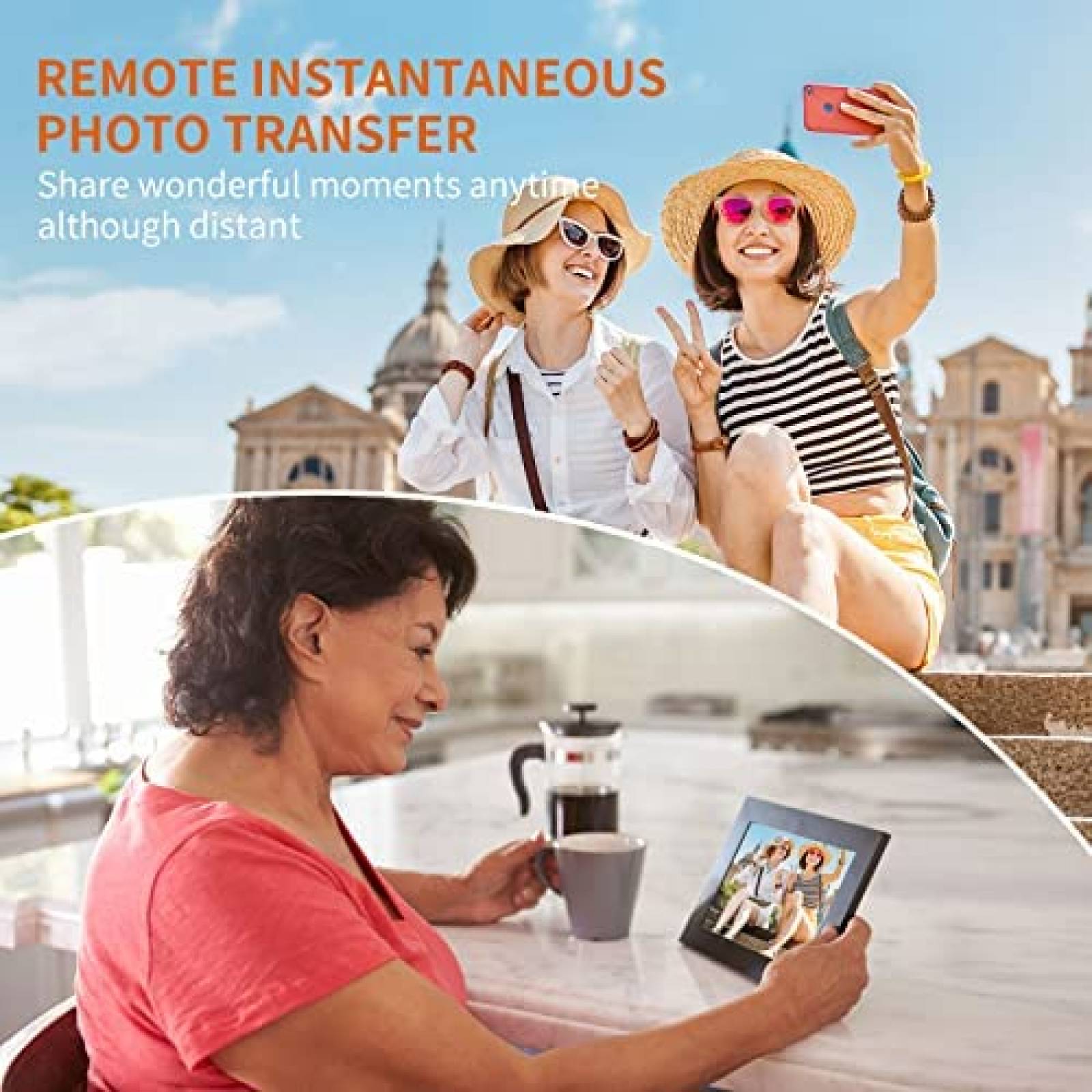 Marco de fotos digital TOPBLY de 10.1" 1080P de 16 GB -Negro