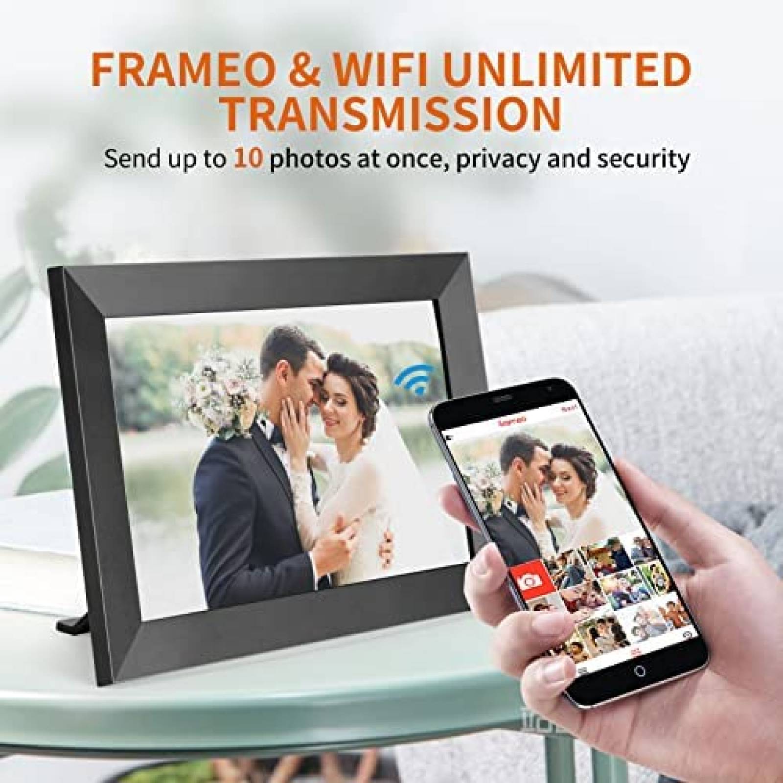 Marco de fotos digital TOPBLY de 10.1" 1080P de 16 GB -Negro