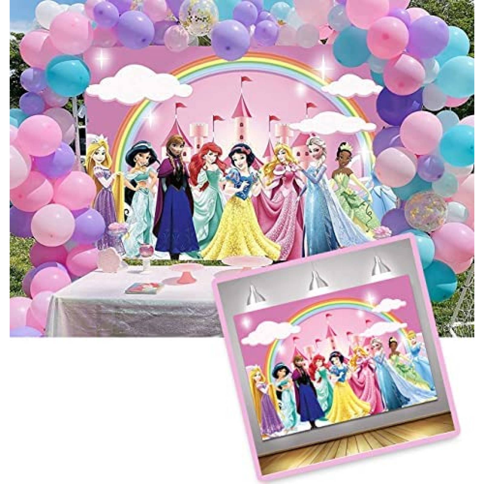 Telon de Fondo TXUE Princesas de Disney 7x5ft de Poliester