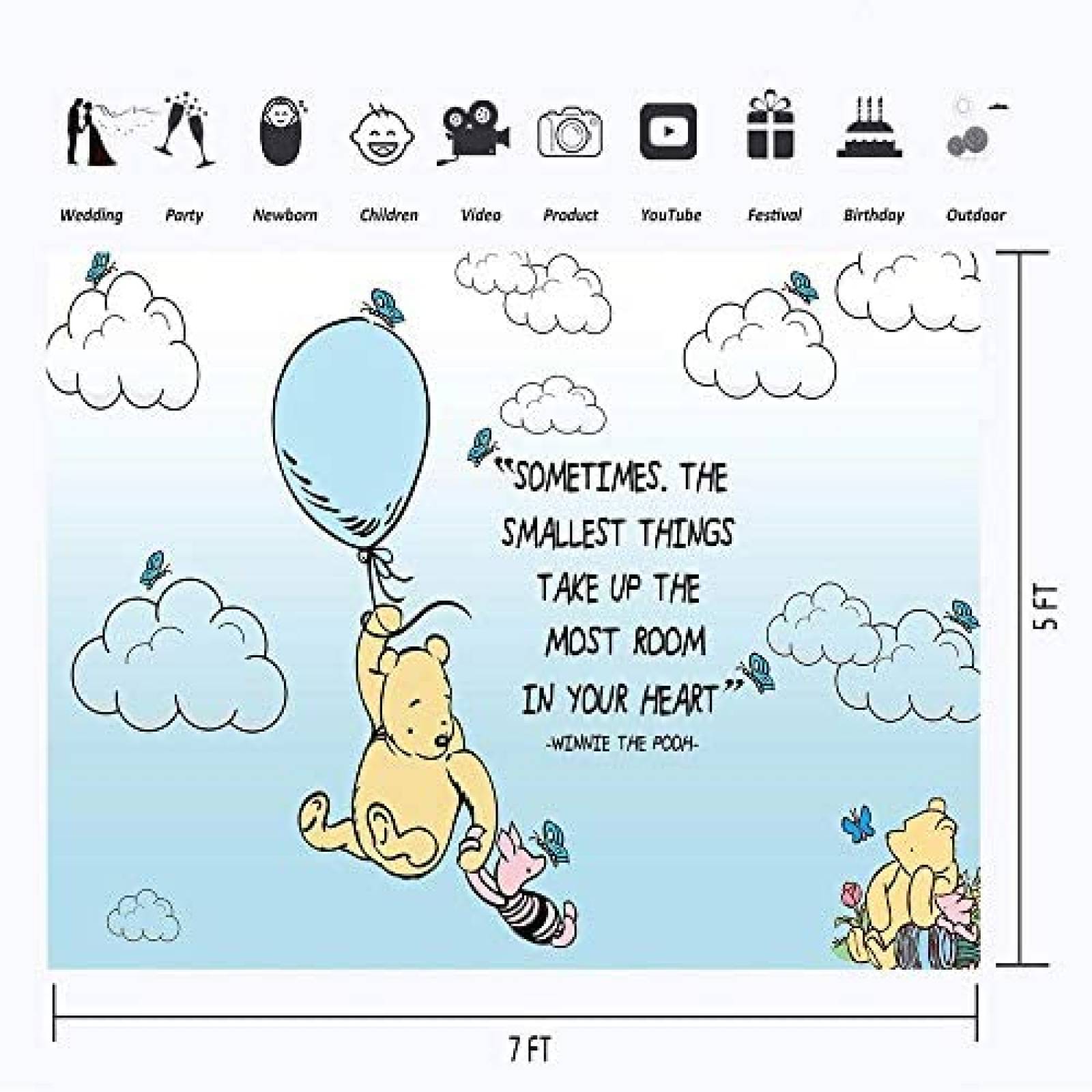 Fondo de Fotografia VV Backdrop de 7x5 Pies -Winnie Pooh