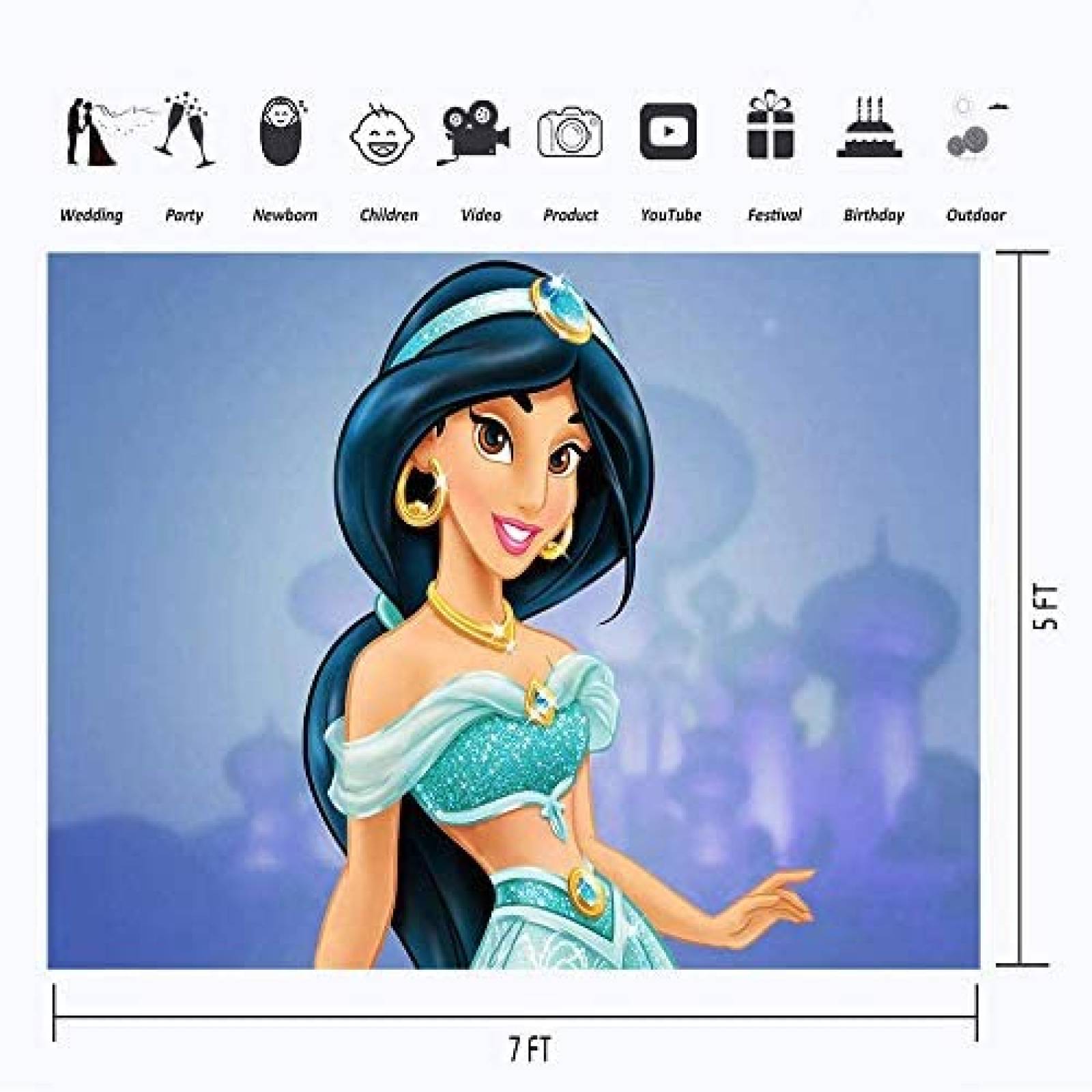Fondo de Fotografia VV Backdrop 7x5 Pies -Princesa Jasmine