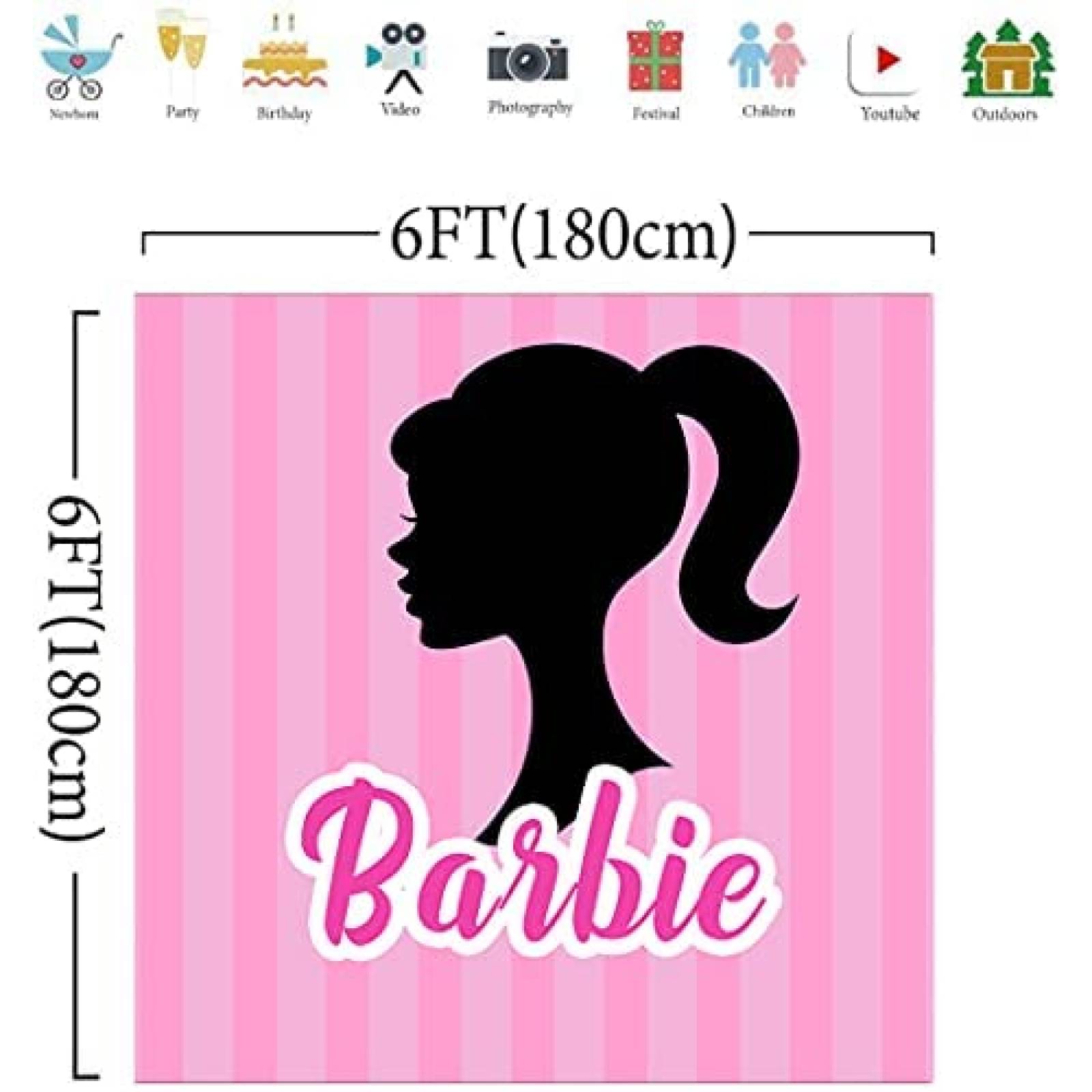Cartel pancarta Decoración Cumpleaños personalizado Barbie fondo mesa en  Español
