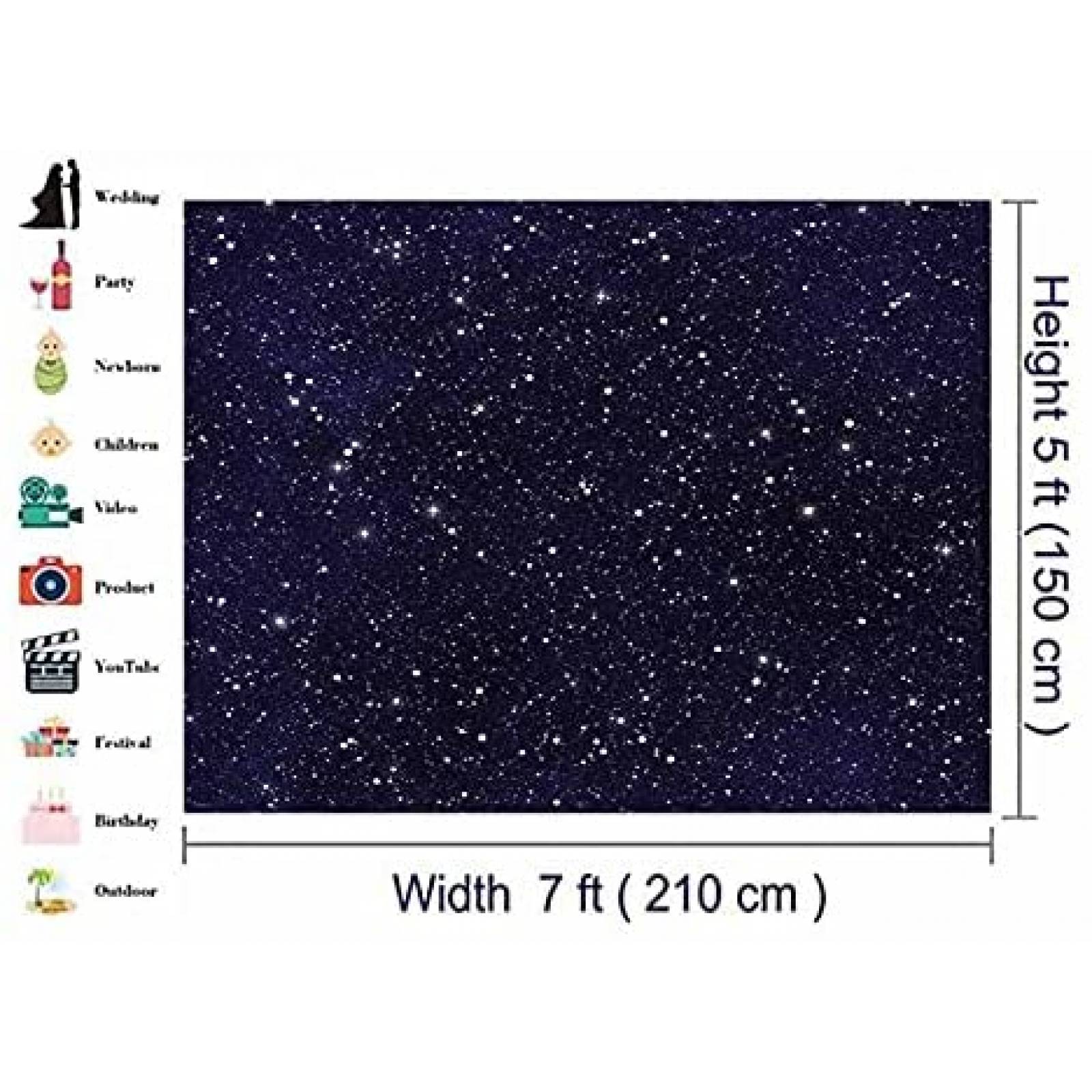 Fondo de Fotografia XLL de 7 x 5 Pies -Cielo Estrellado