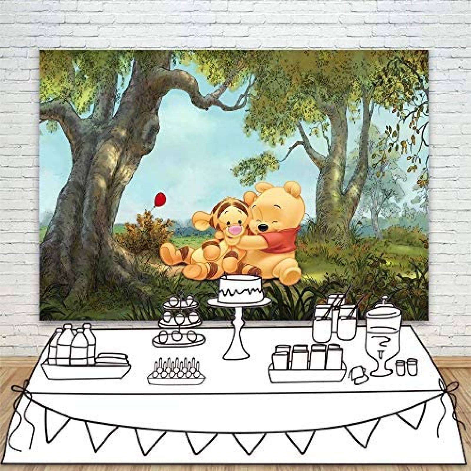 Fondo Fotografico YouRan Winnie The Pooh Cumpleaos Vinyl