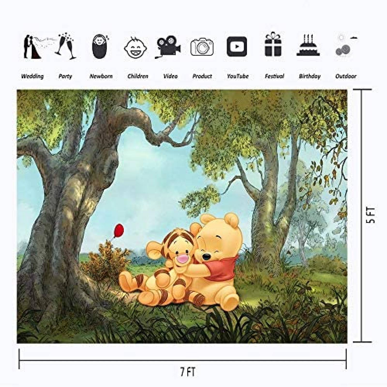 Fondo Fotografico YouRan Winnie The Pooh Cumpleaos Vinyl