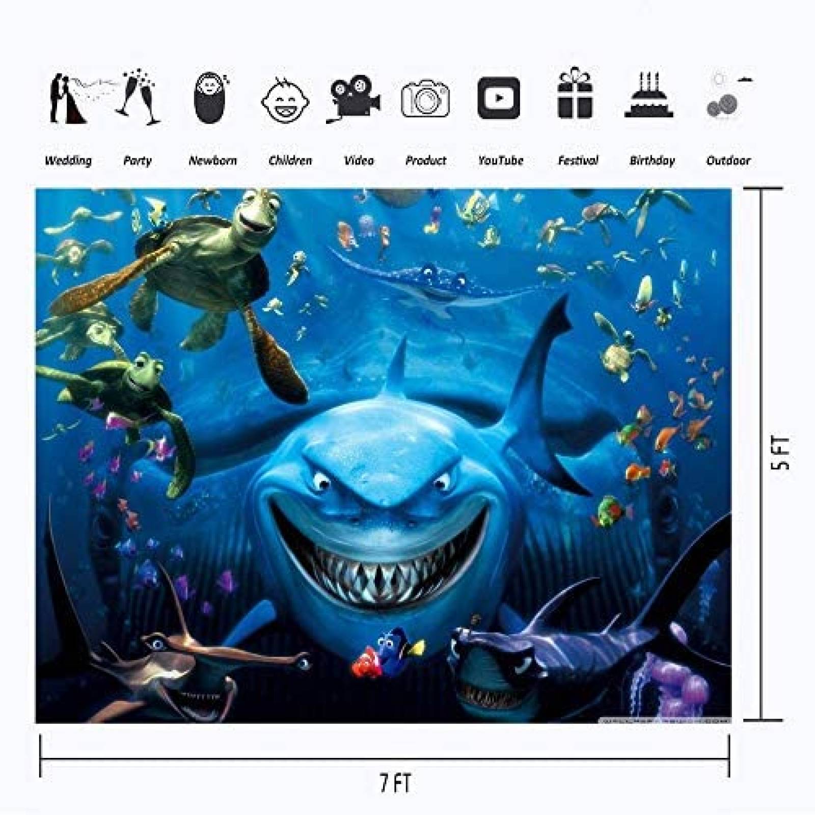 Fondo para fotografia YouRan Nemo/tiburon 7x5ft -Colorido