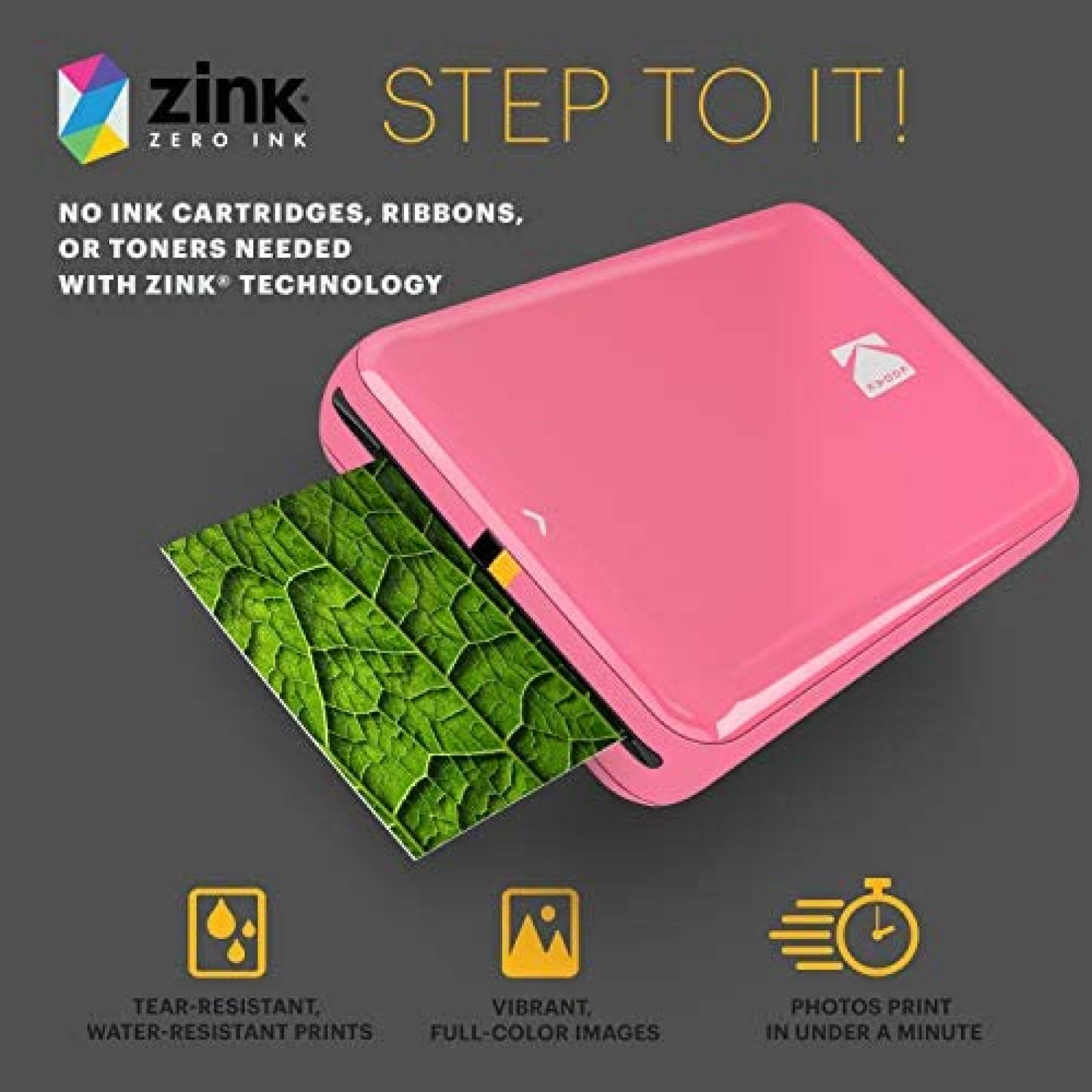 Impresora de Fotos Zink Kodak Step para Android/iOs -Rosa