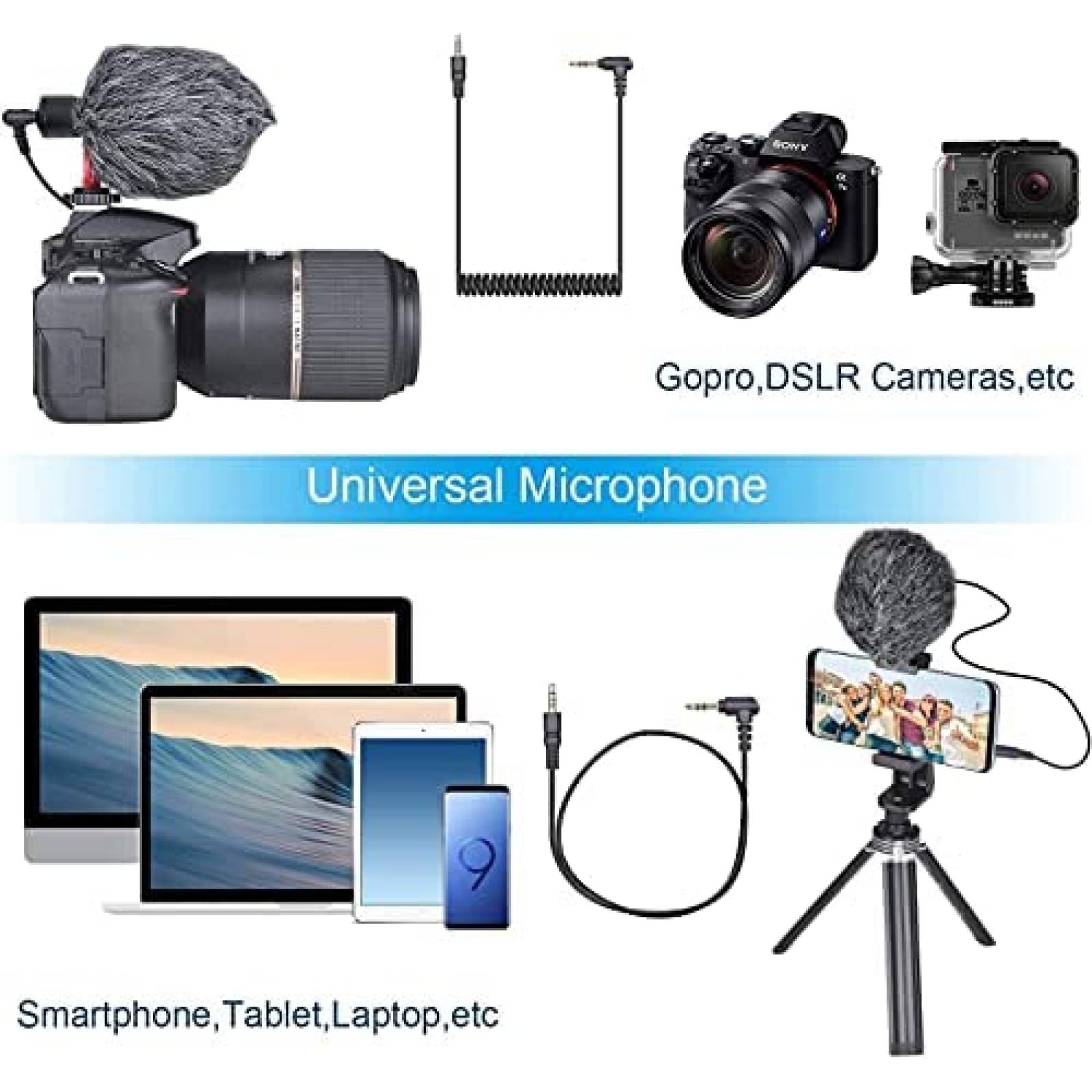 Microfono para Camara Adamantite con Accesorios -Negro