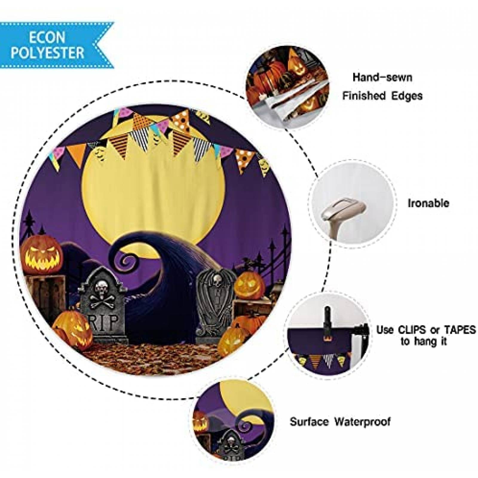 Telon de fondo Allenjoy 7 x 5 pies de Halloween -Morado
