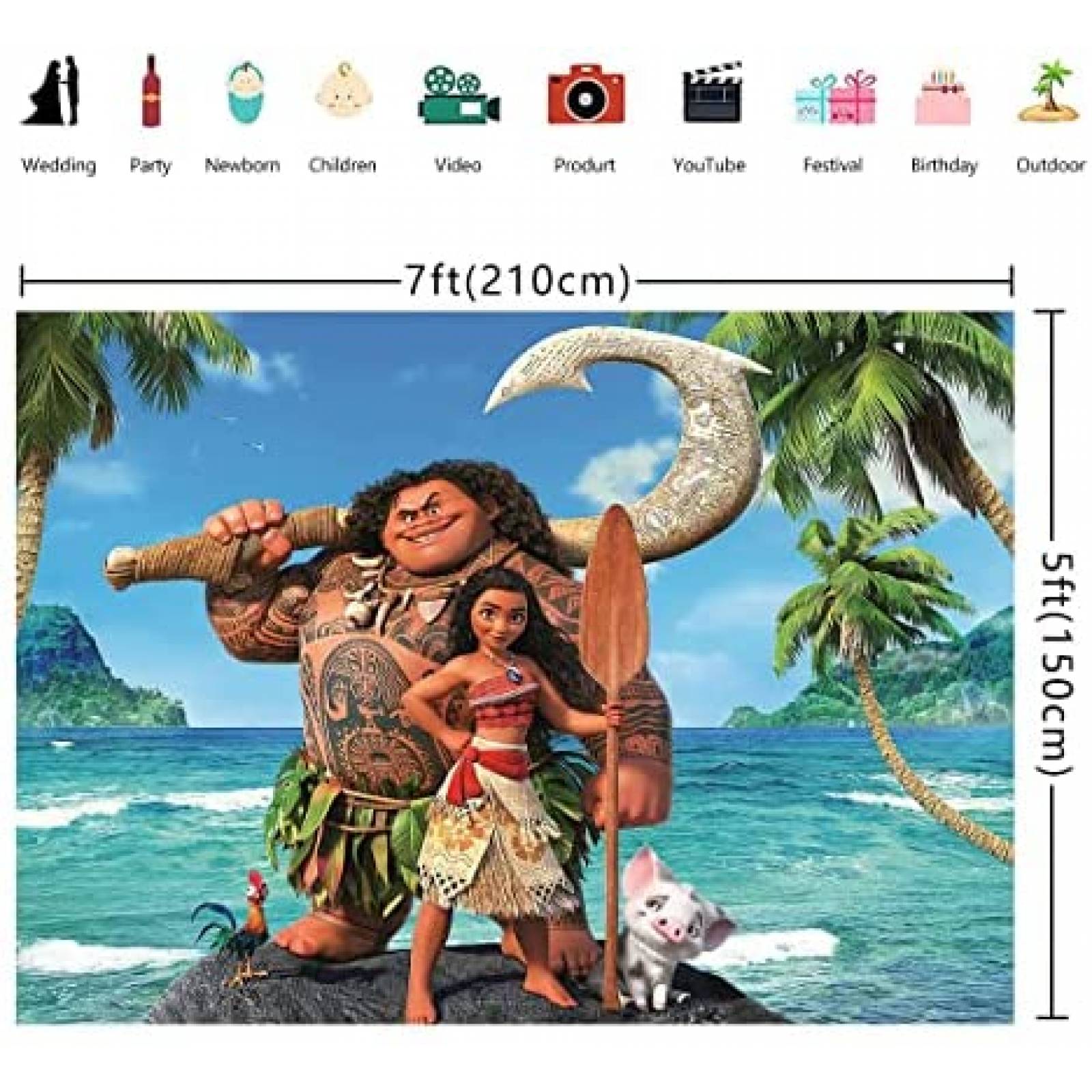 Fondo para fotografia BUTEN Moana Maui 7X5FT -Colorido
