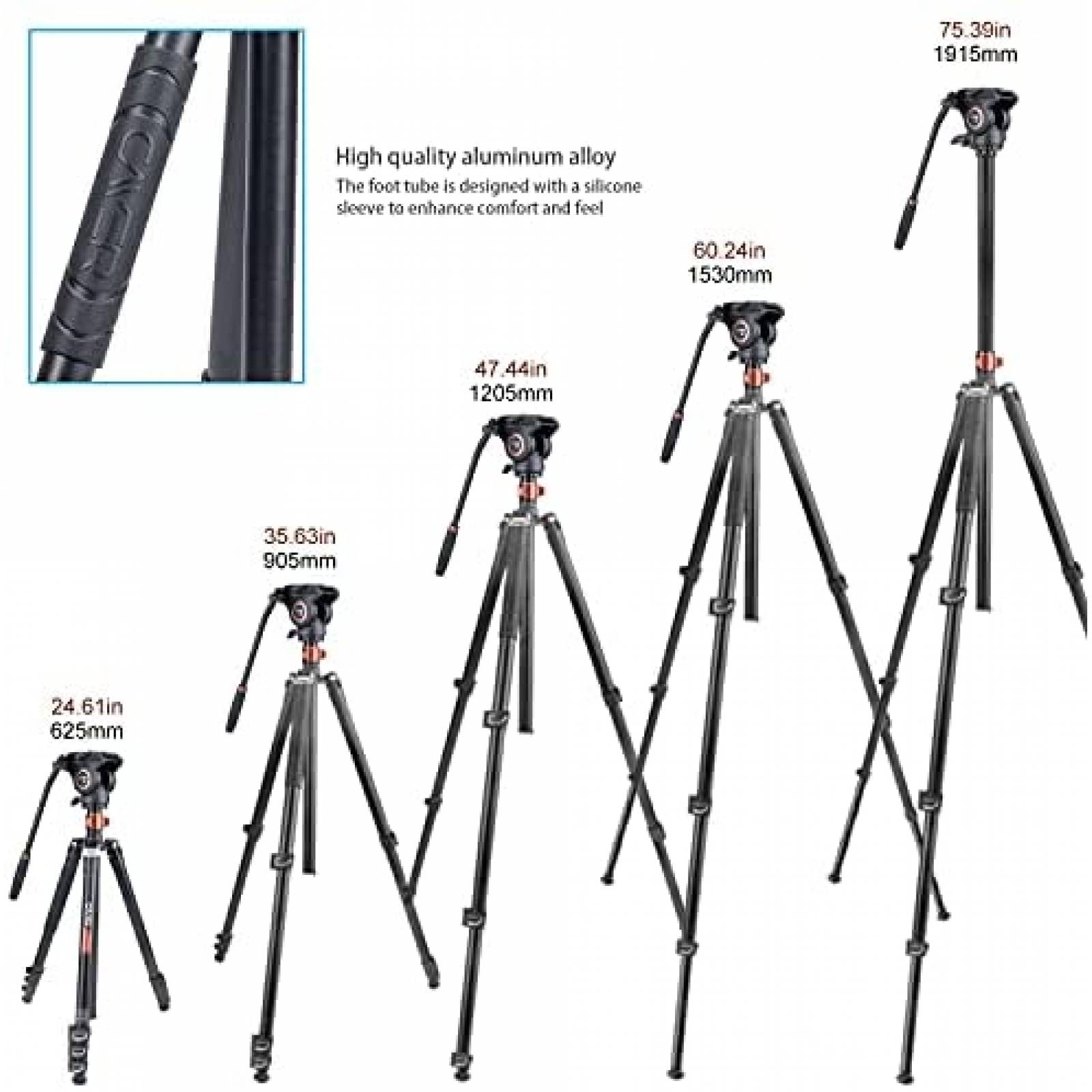 Tripie Completo Cayer FP2450 de 75'' y 13.2 Libras -Negro