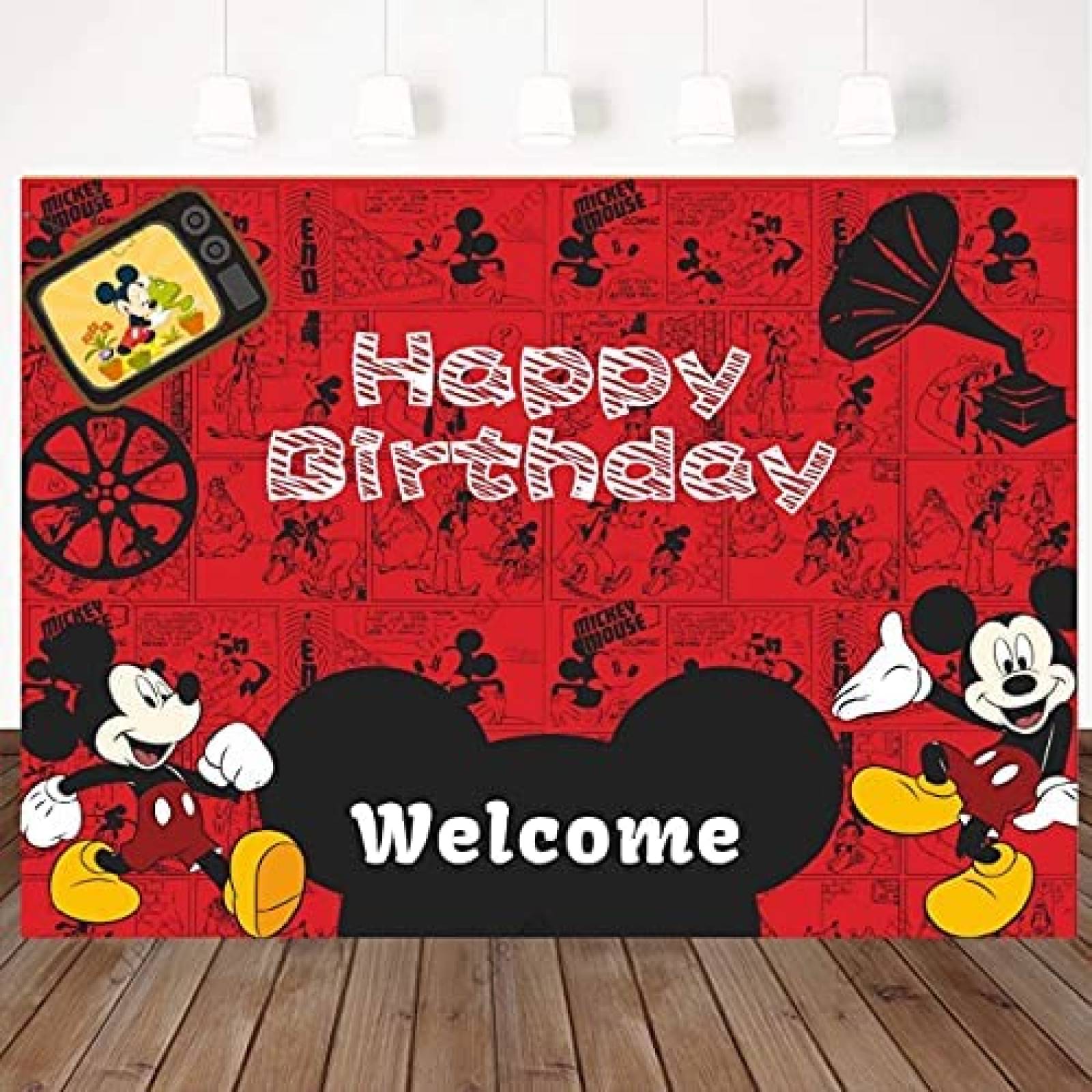 Fondo de fotos CJ Party Supplies de cumpleaos 7x5ft -Rojo