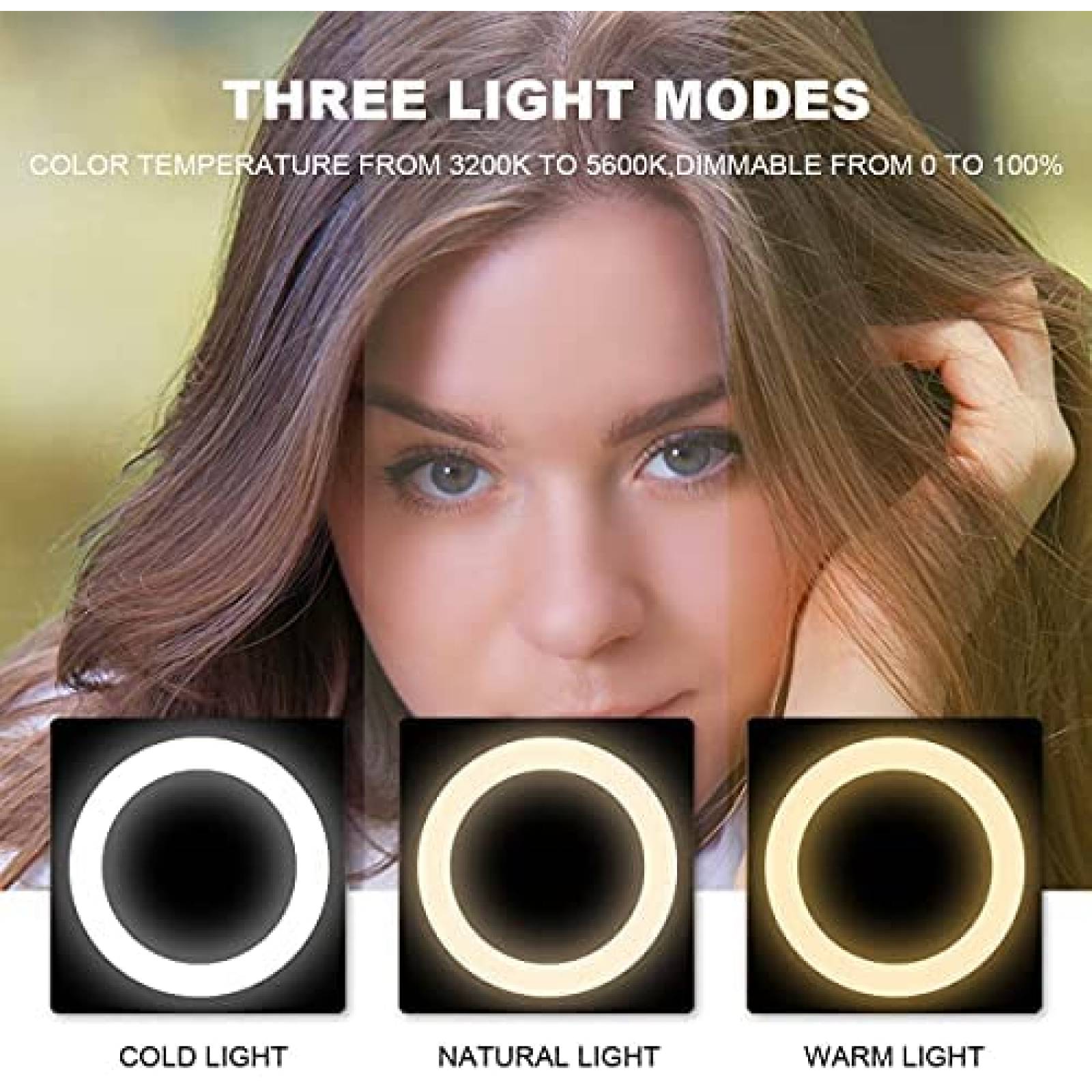 Aro de luz LED para laptop CS-MaoYi 6" con tripie -Blanco