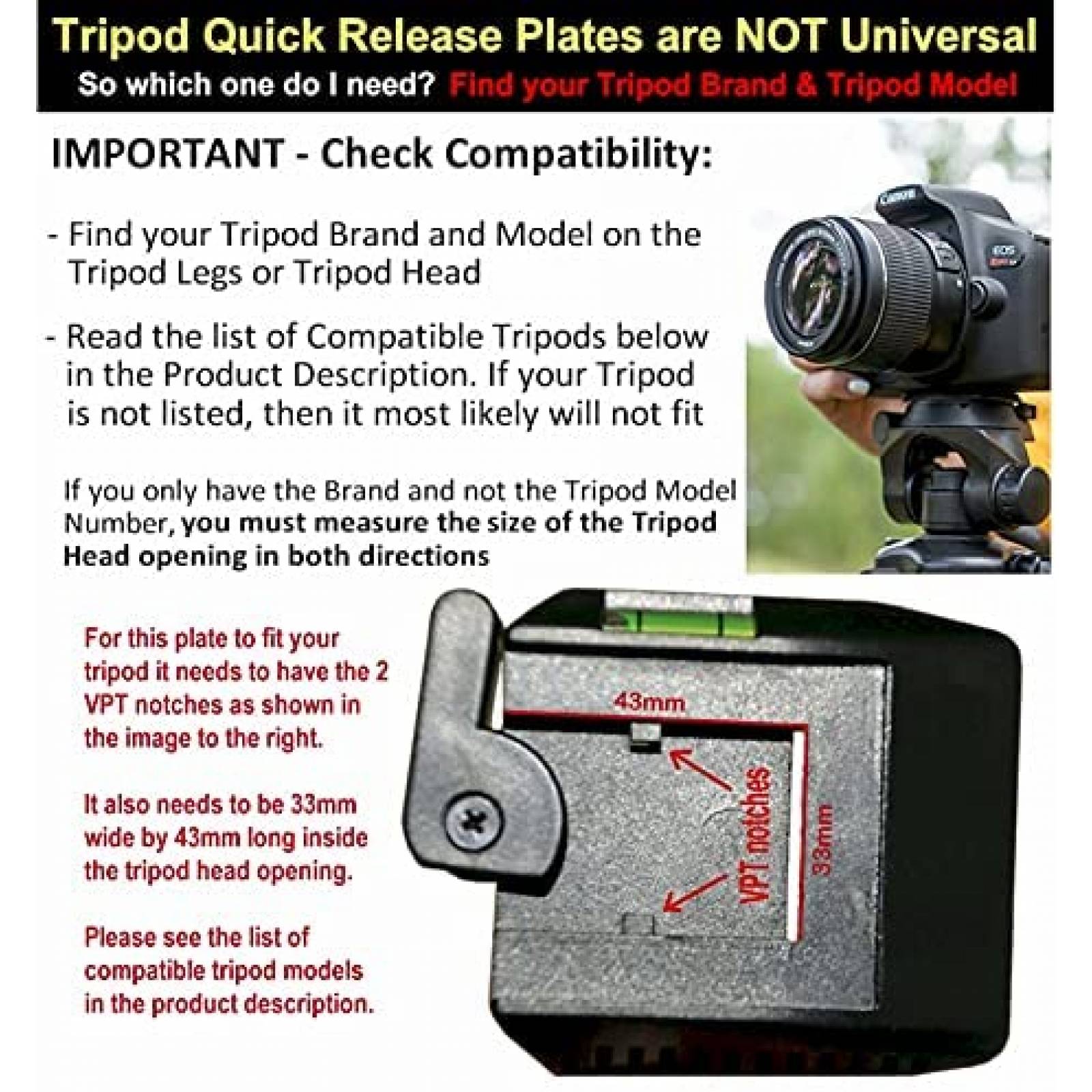 Soporte de Montaje DaVoice para Tripode Vivitar -Negro